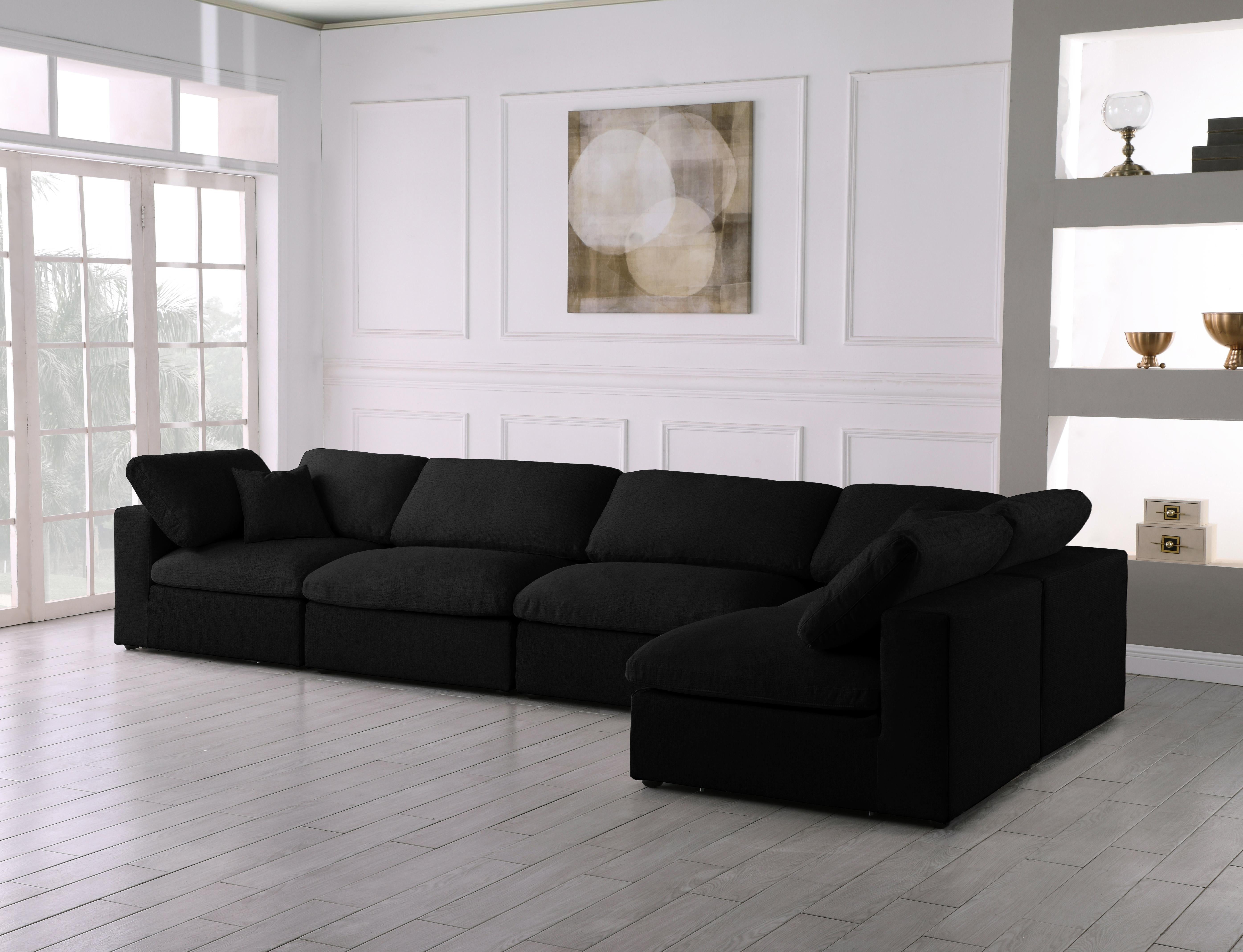 Serene Black Linen Fabric Deluxe Cloud Modular Sectional - Luxury Home Furniture (MI)
