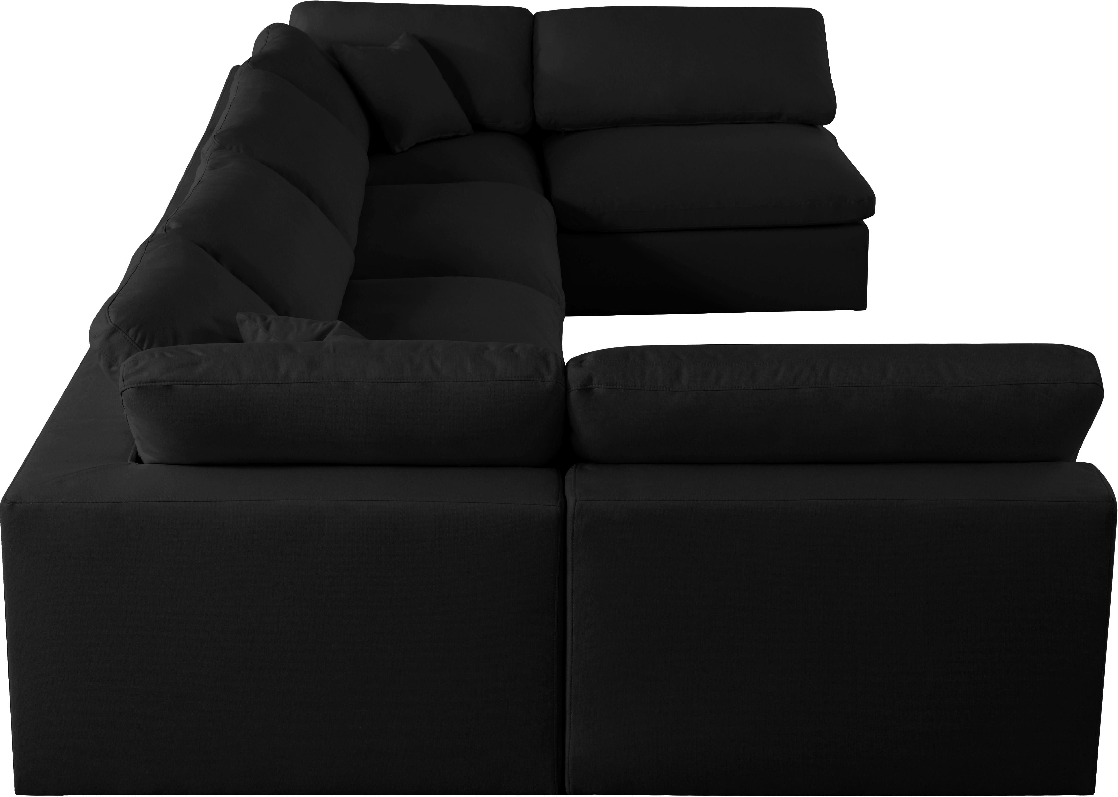 Serene Black Linen Fabric Deluxe Cloud Modular Sectional - Luxury Home Furniture (MI)