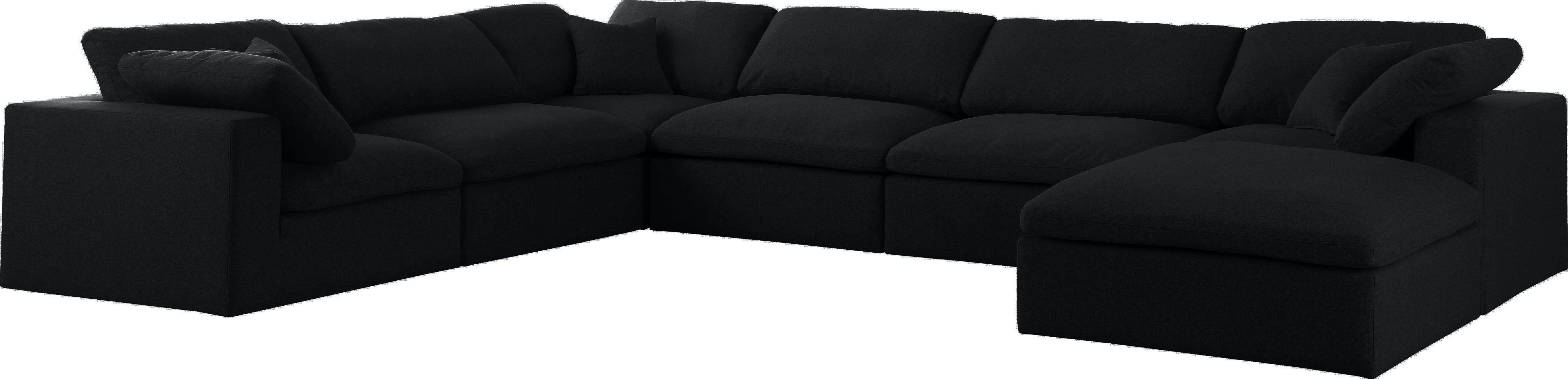 Serene Black Linen Fabric Deluxe Cloud Modular Sectional - Luxury Home Furniture (MI)