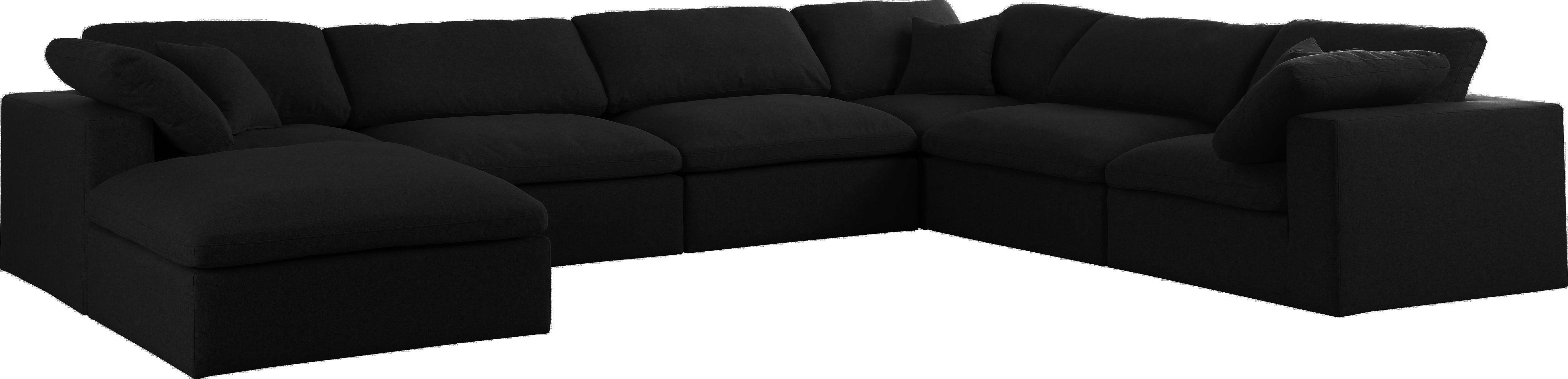 Serene Black Linen Fabric Deluxe Cloud Modular Sectional - Luxury Home Furniture (MI)