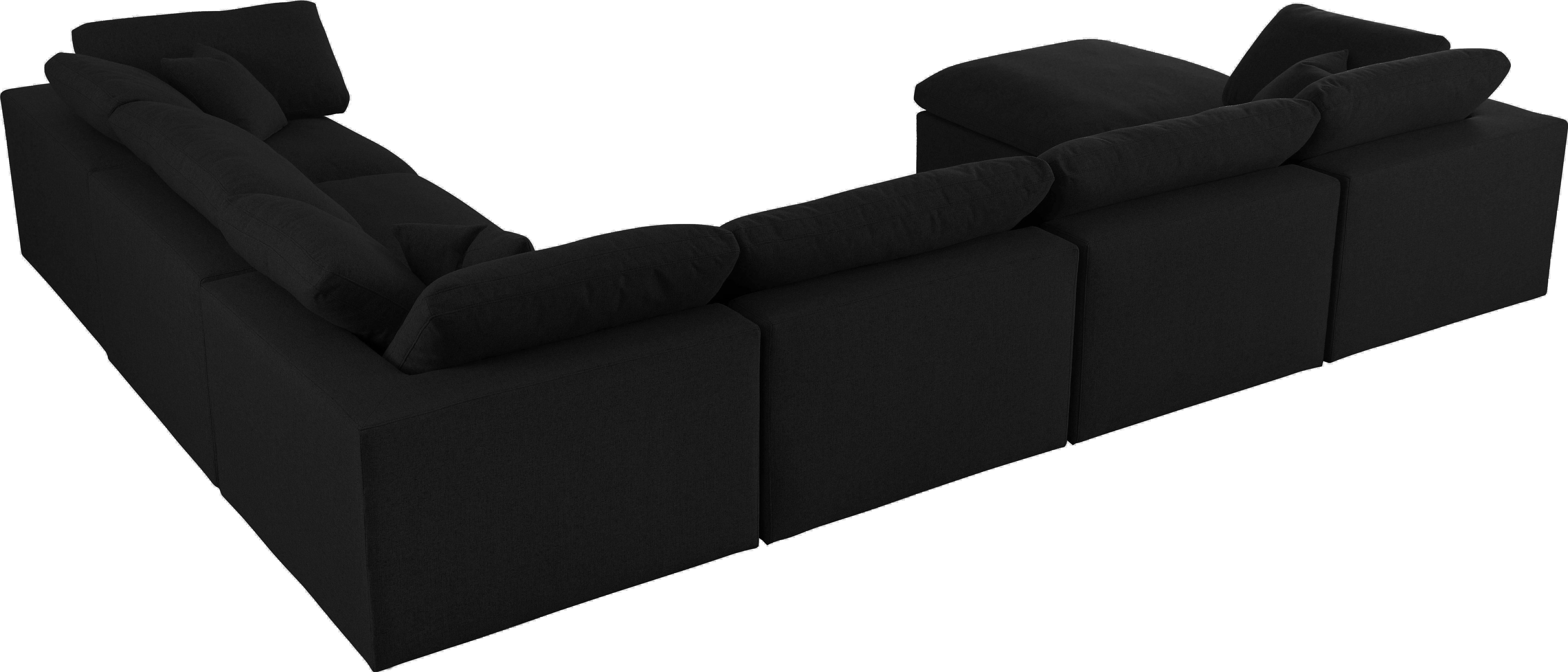 Serene Black Linen Fabric Deluxe Cloud Modular Sectional - Luxury Home Furniture (MI)