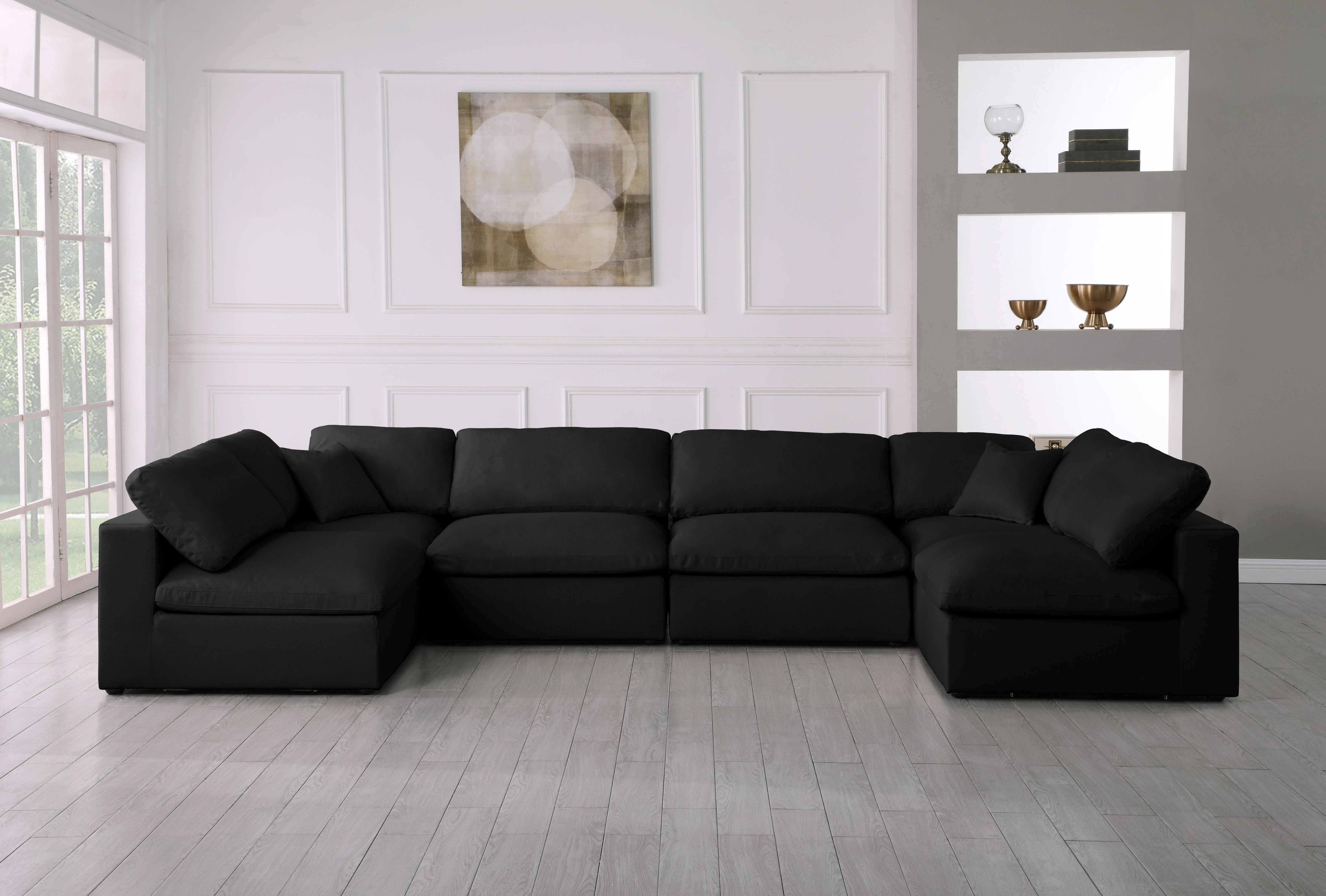 Serene Black Linen Fabric Deluxe Cloud Modular Sectional - Luxury Home Furniture (MI)