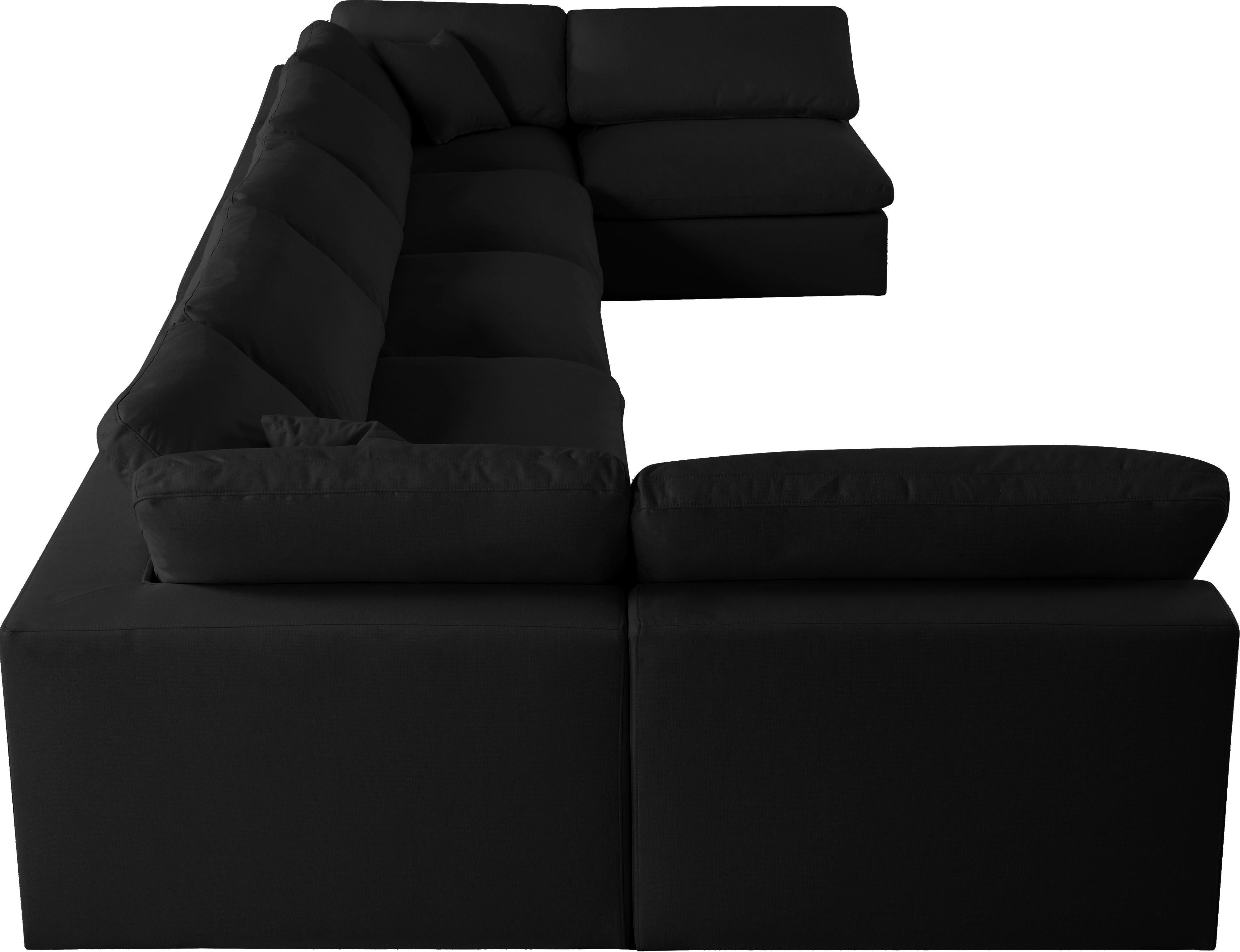 Serene Black Linen Fabric Deluxe Cloud Modular Sectional - Luxury Home Furniture (MI)