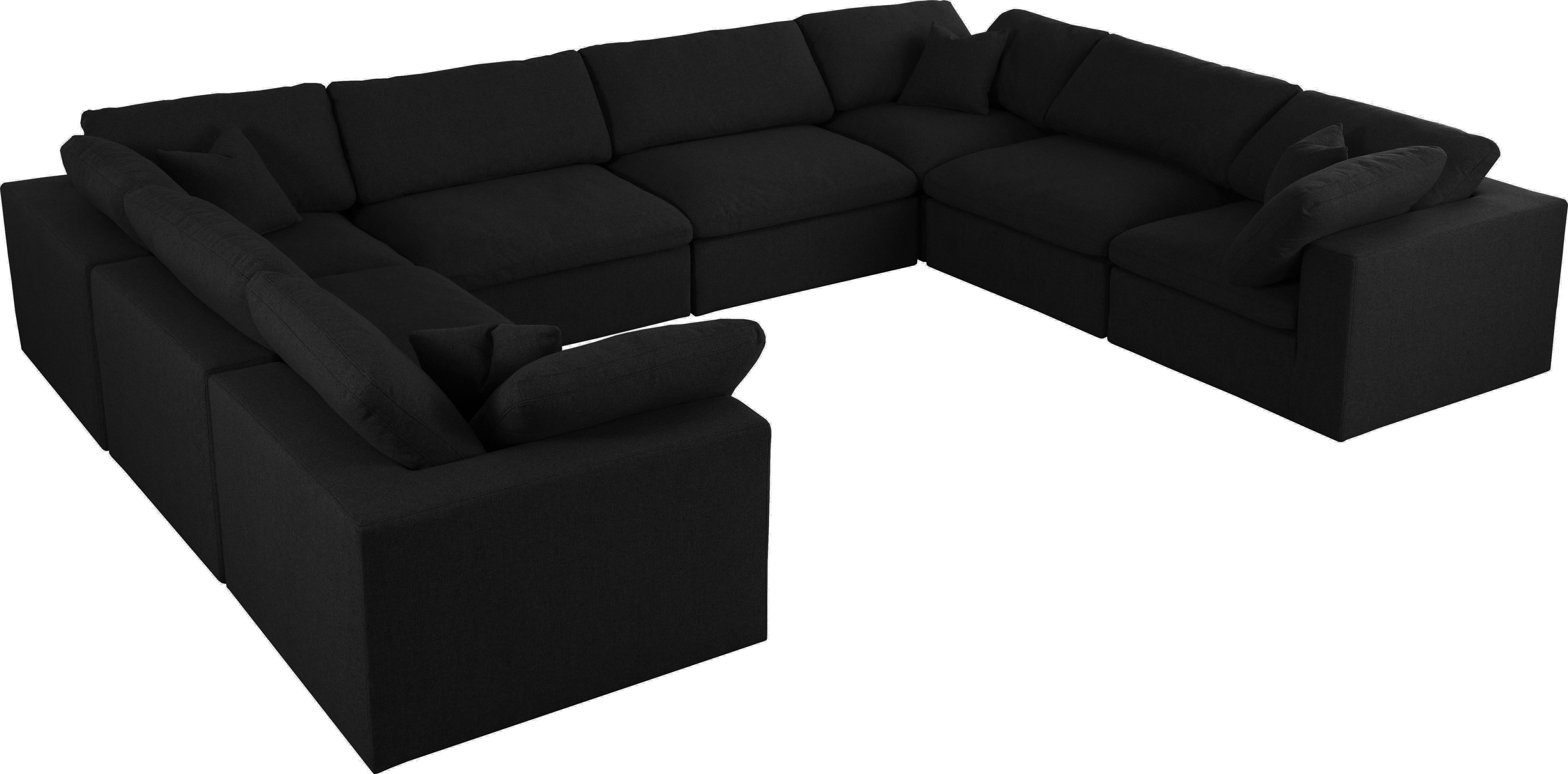Serene Black Linen Fabric Deluxe Cloud Modular Sectional - Luxury Home Furniture (MI)