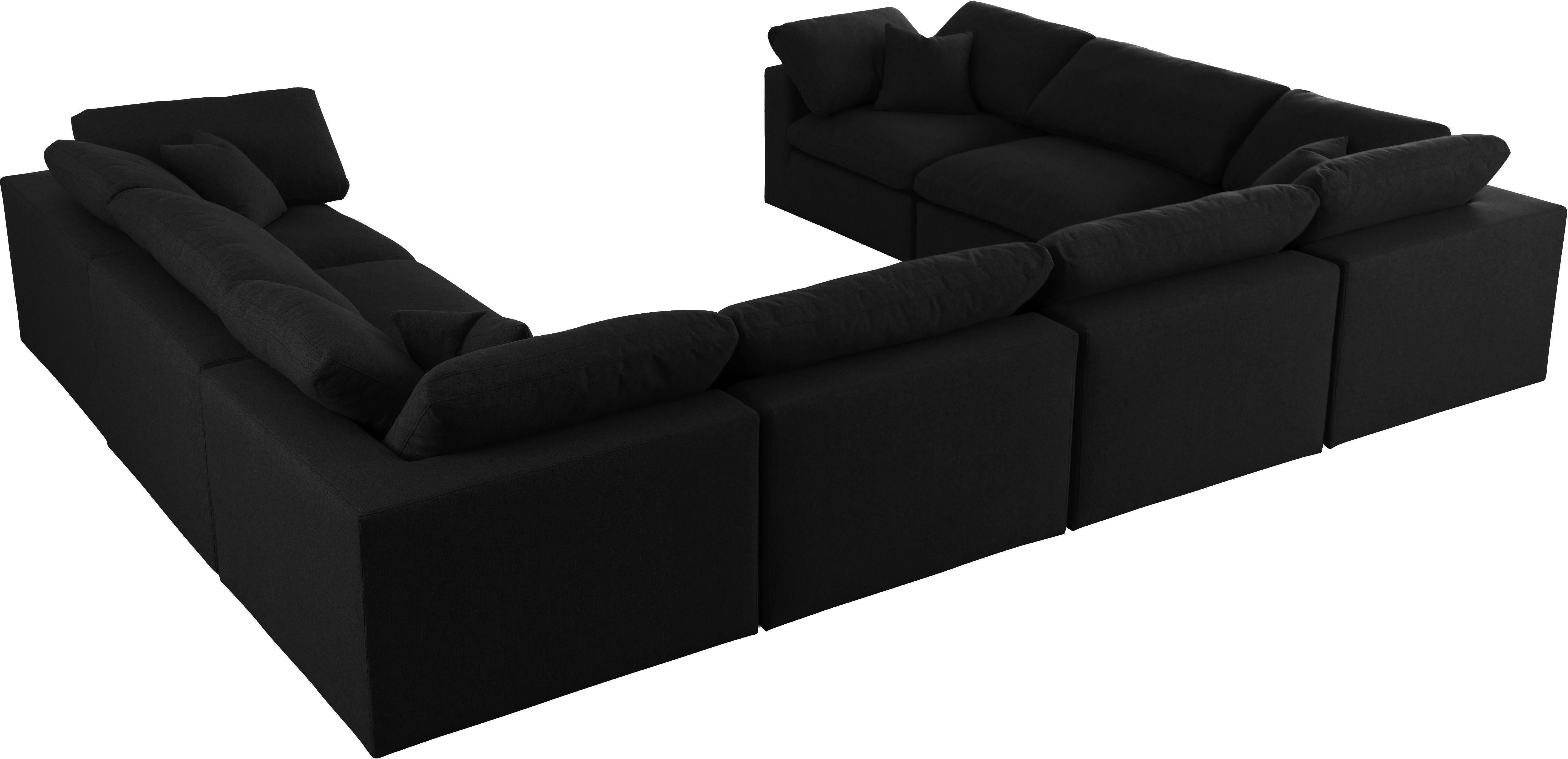 Serene Black Linen Fabric Deluxe Cloud Modular Sectional - Luxury Home Furniture (MI)