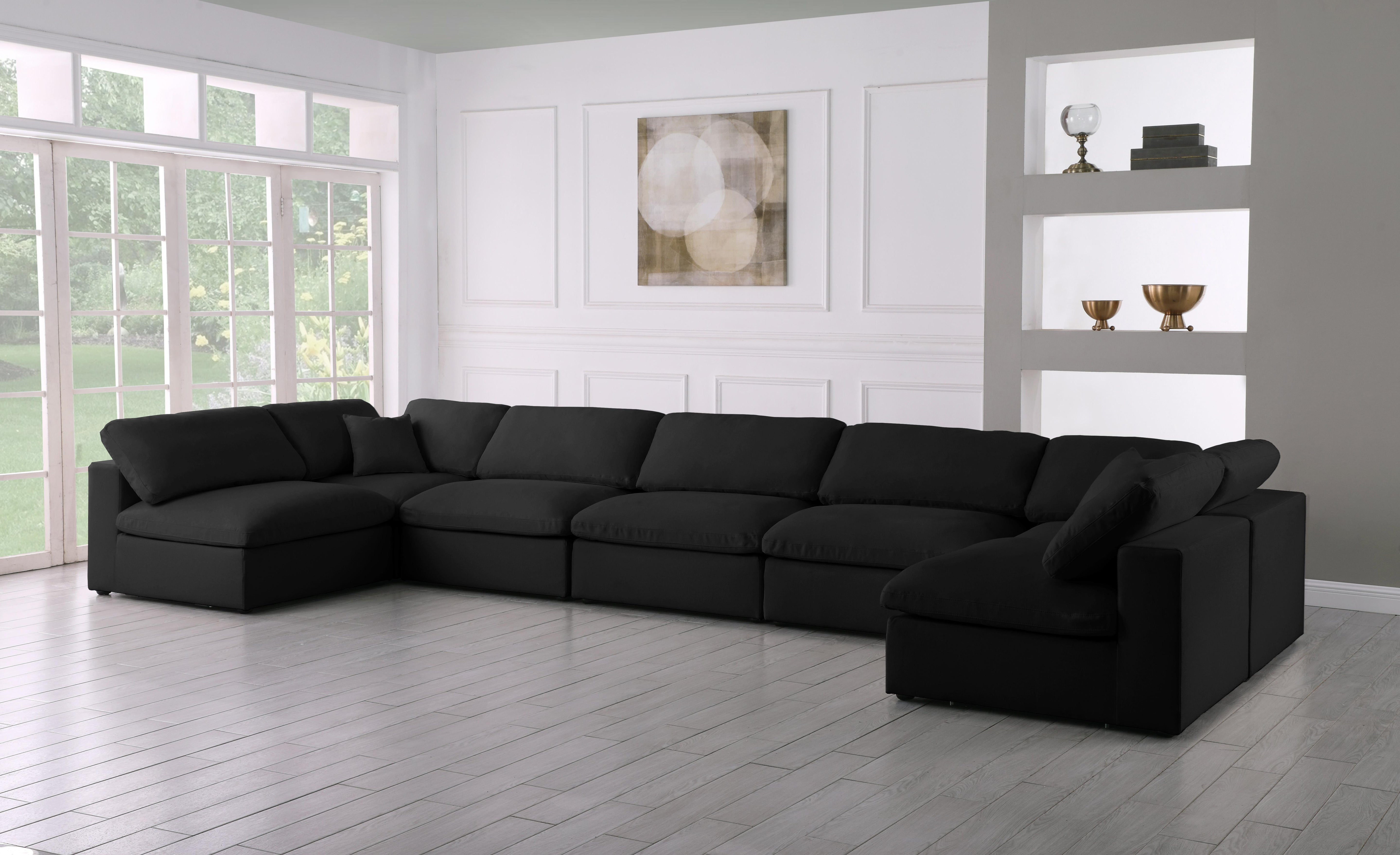 Serene Black Linen Fabric Deluxe Cloud Modular Sectional - Luxury Home Furniture (MI)