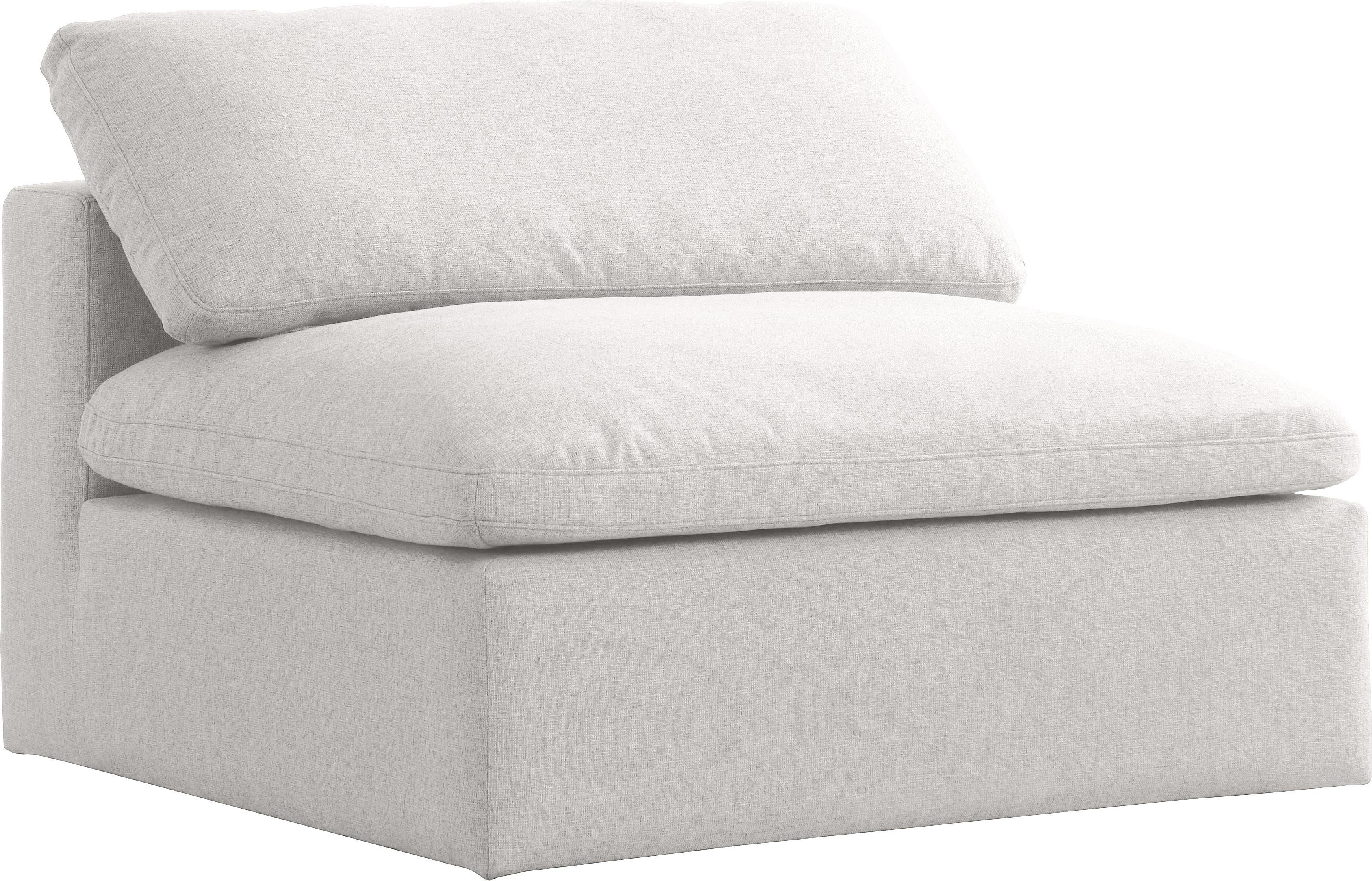 Serene Cream Linen Fabric Deluxe Cloud Armless Chair - Luxury Home Furniture (MI)
