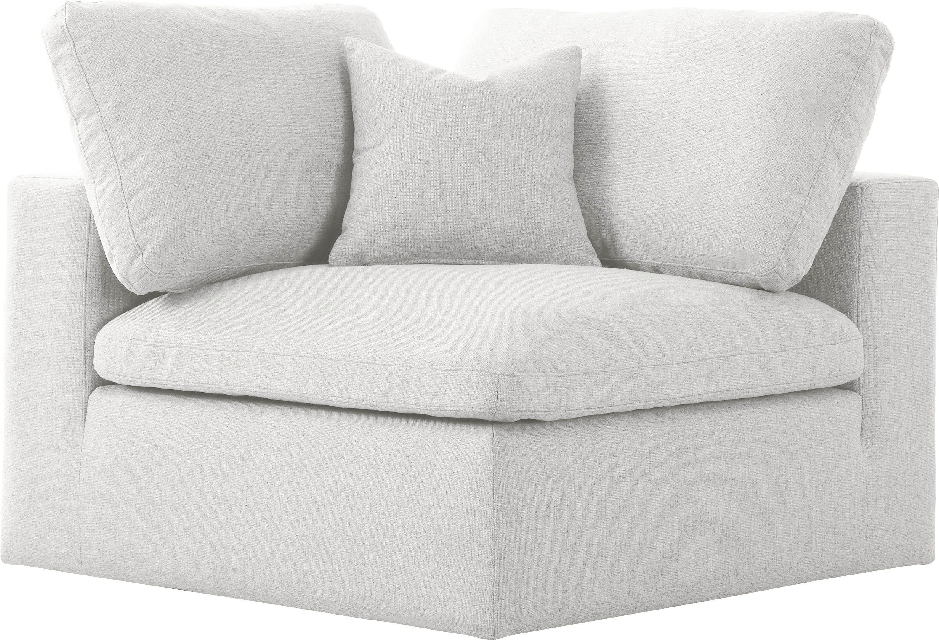 Serene Cream Linen Fabric Deluxe Cloud Corner Chair - Luxury Home Furniture (MI)