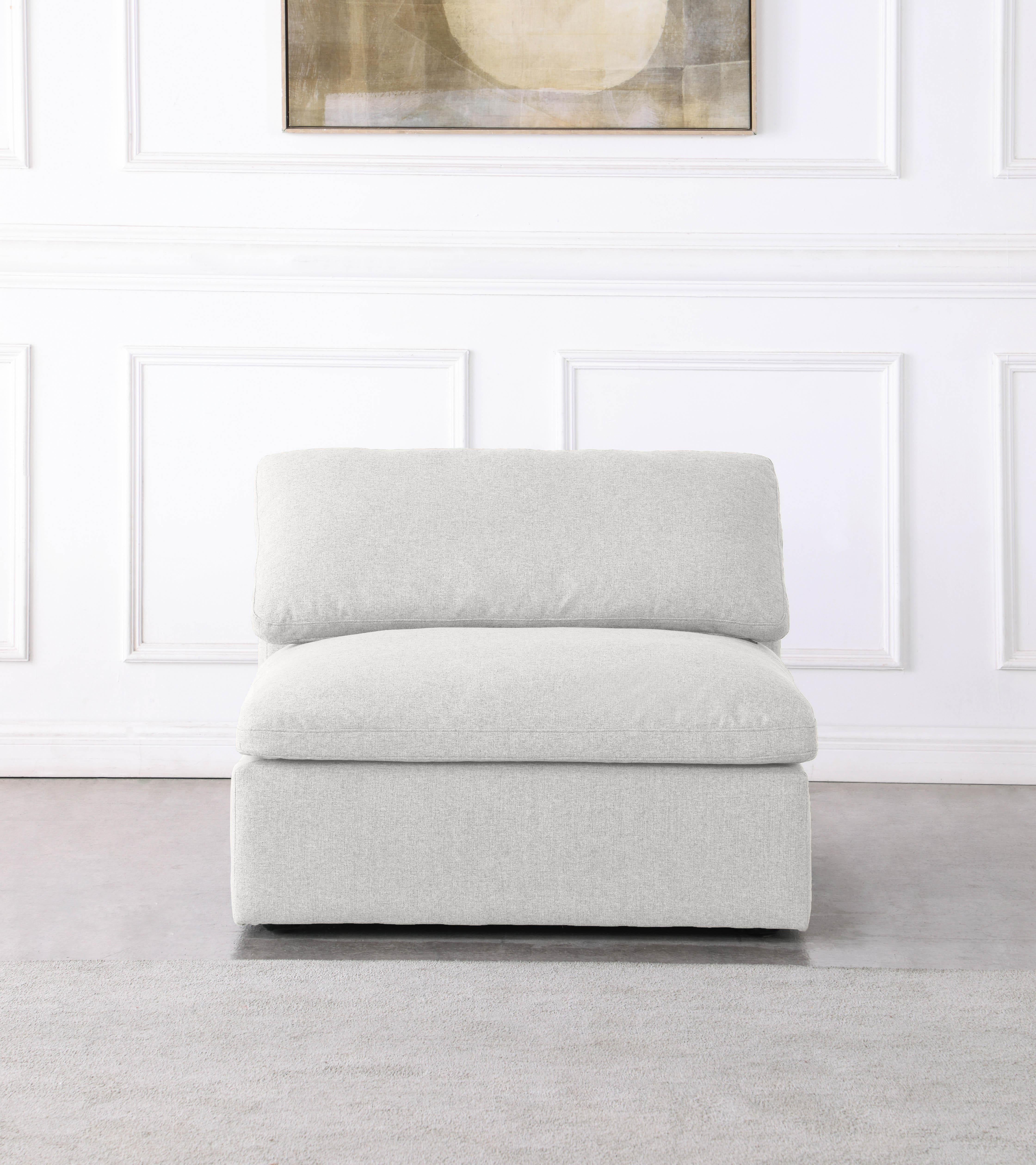 Serene Cream Linen Fabric Deluxe Cloud Armless Chair - Luxury Home Furniture (MI)