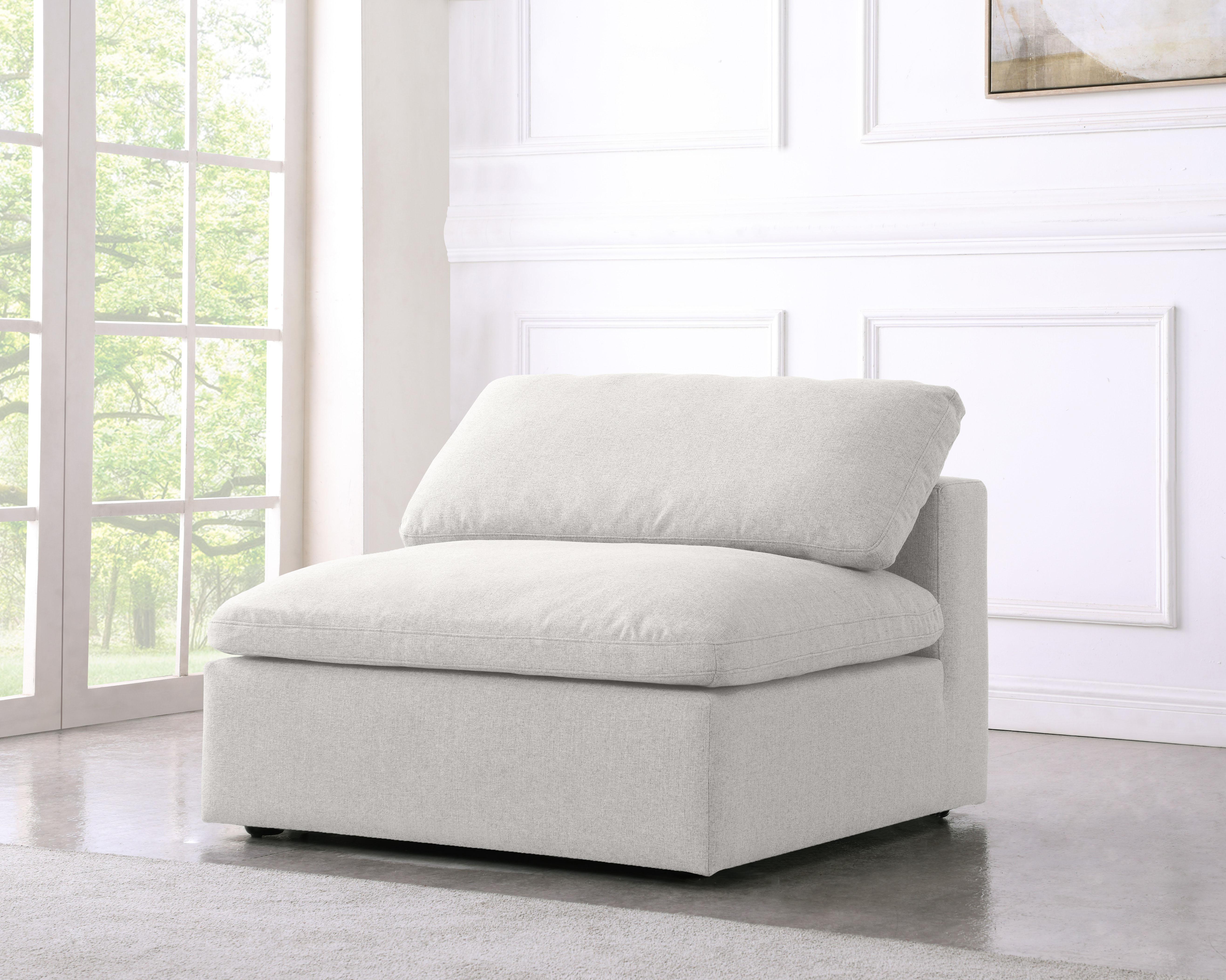 Serene Cream Linen Fabric Deluxe Cloud Armless Chair - Luxury Home Furniture (MI)