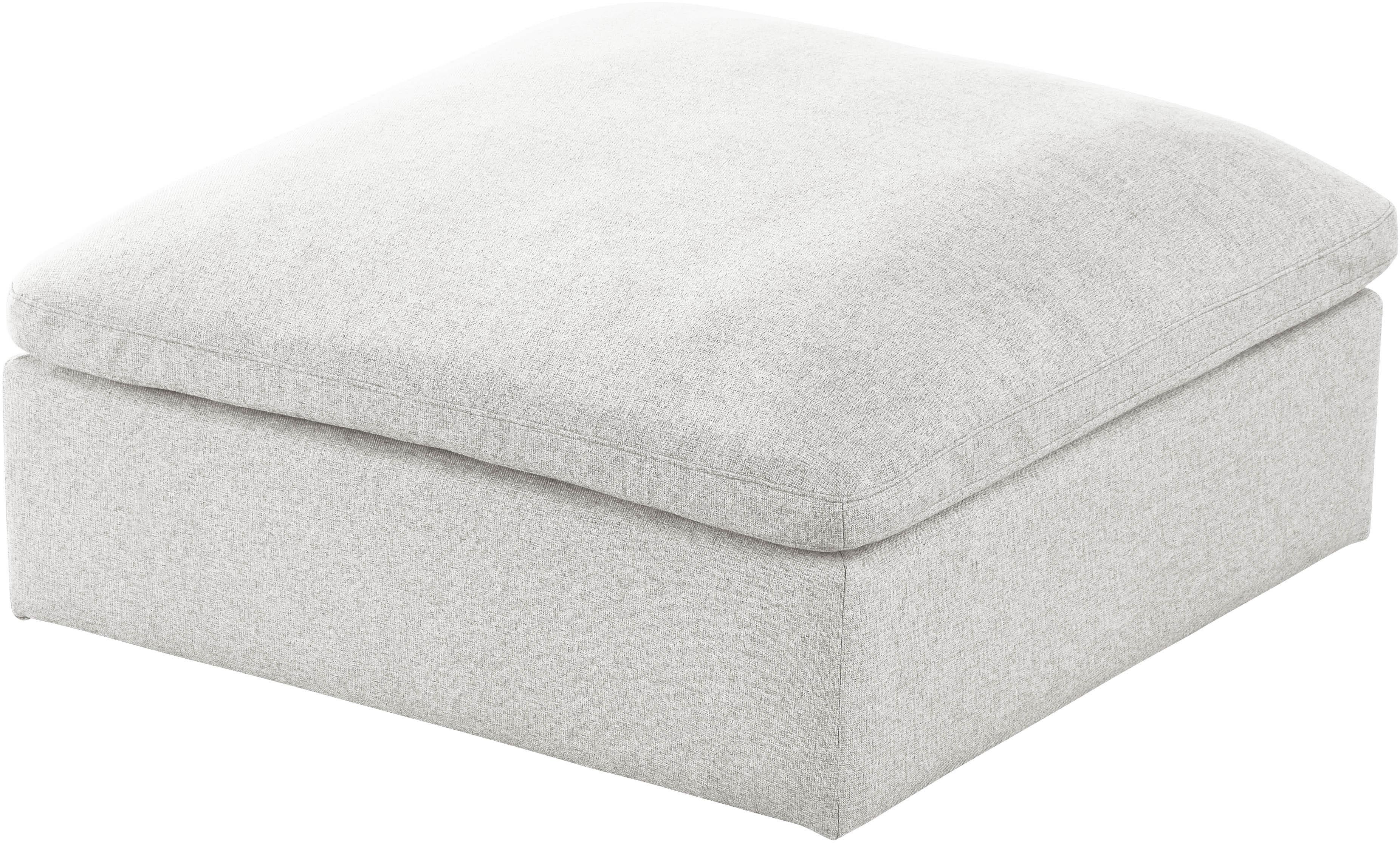 Serene Cream Linen Fabric Deluxe Cloud Ottoman - Luxury Home Furniture (MI)
