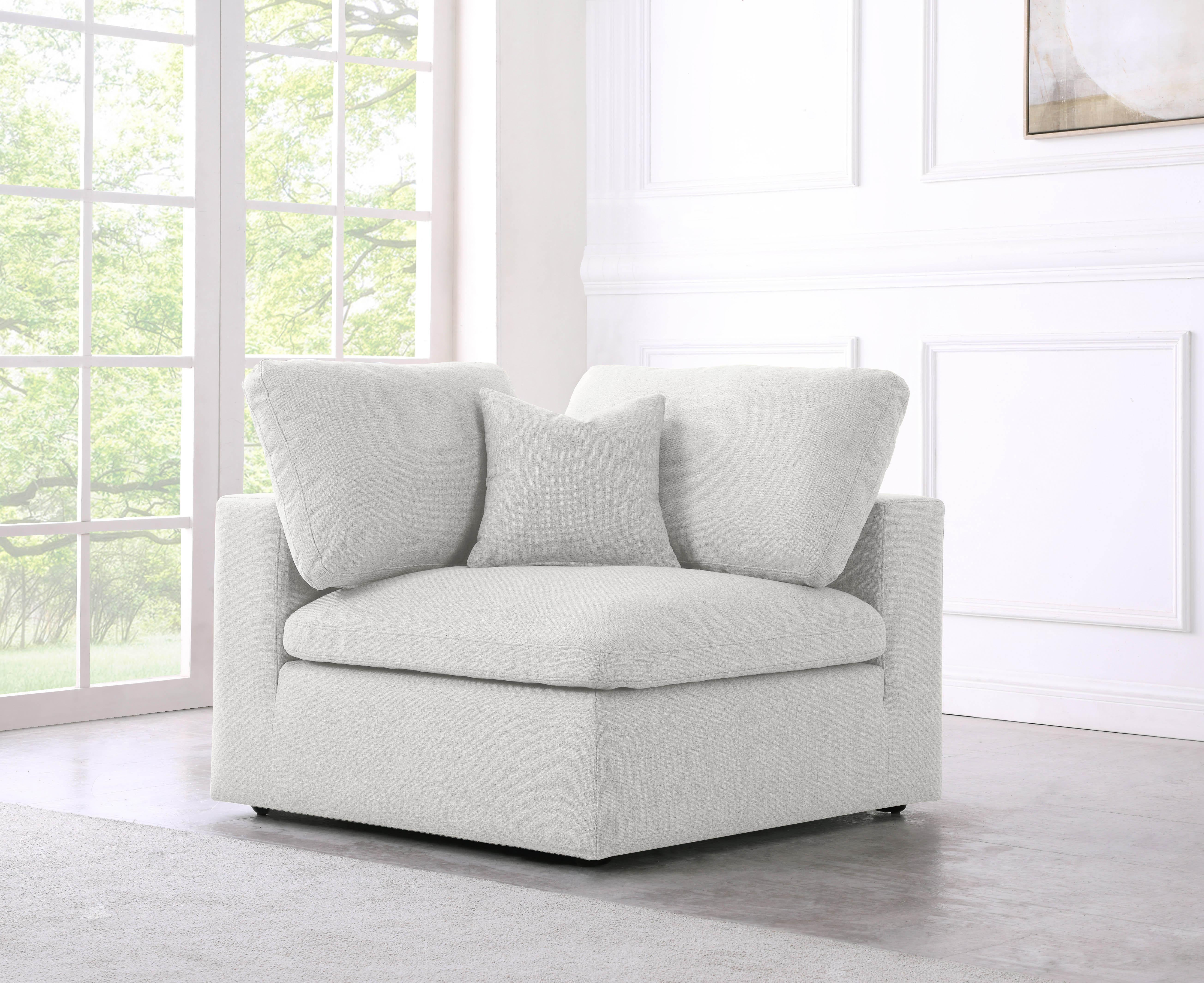 Serene Cream Linen Fabric Deluxe Cloud Corner Chair - Luxury Home Furniture (MI)