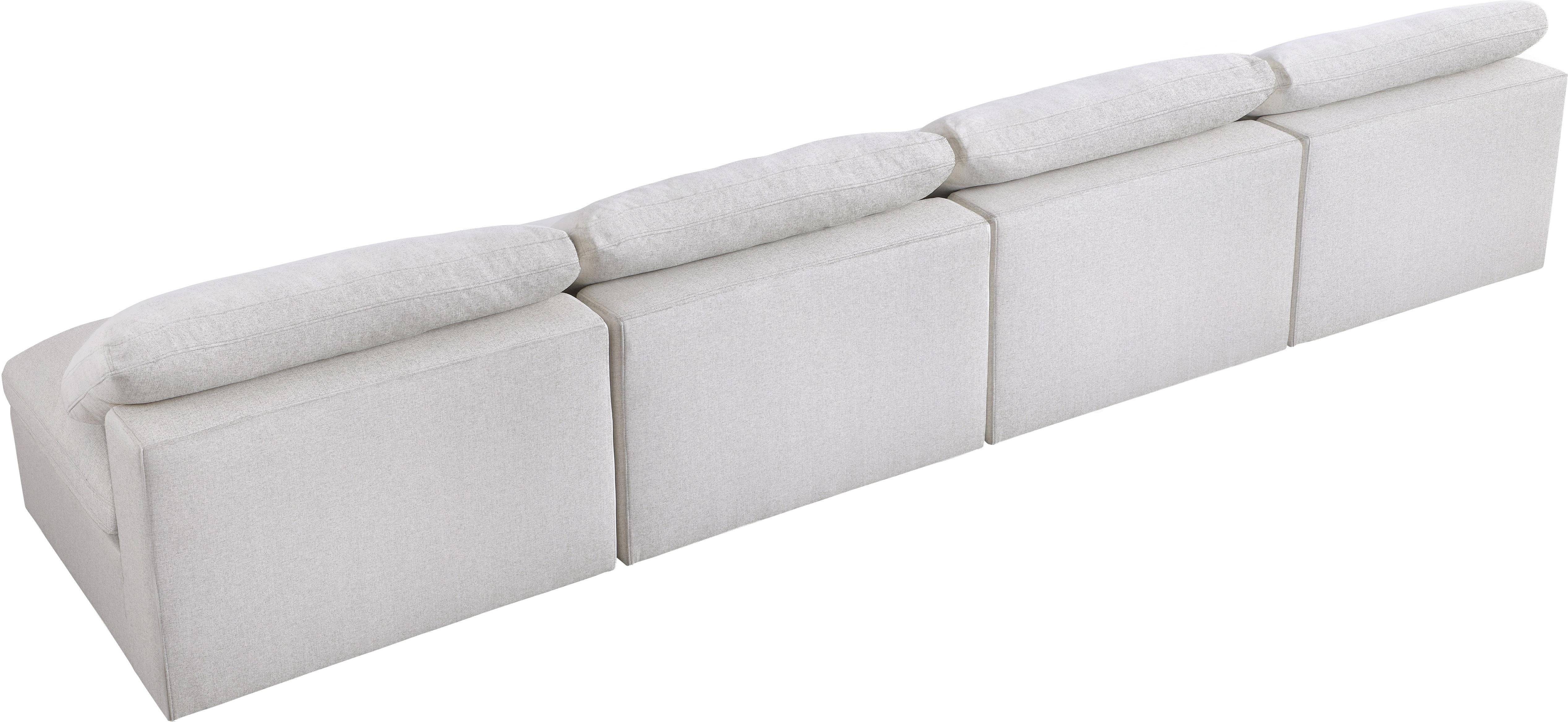Serene Cream Linen Fabric Deluxe Cloud Modular Armless Sofa - Luxury Home Furniture (MI)