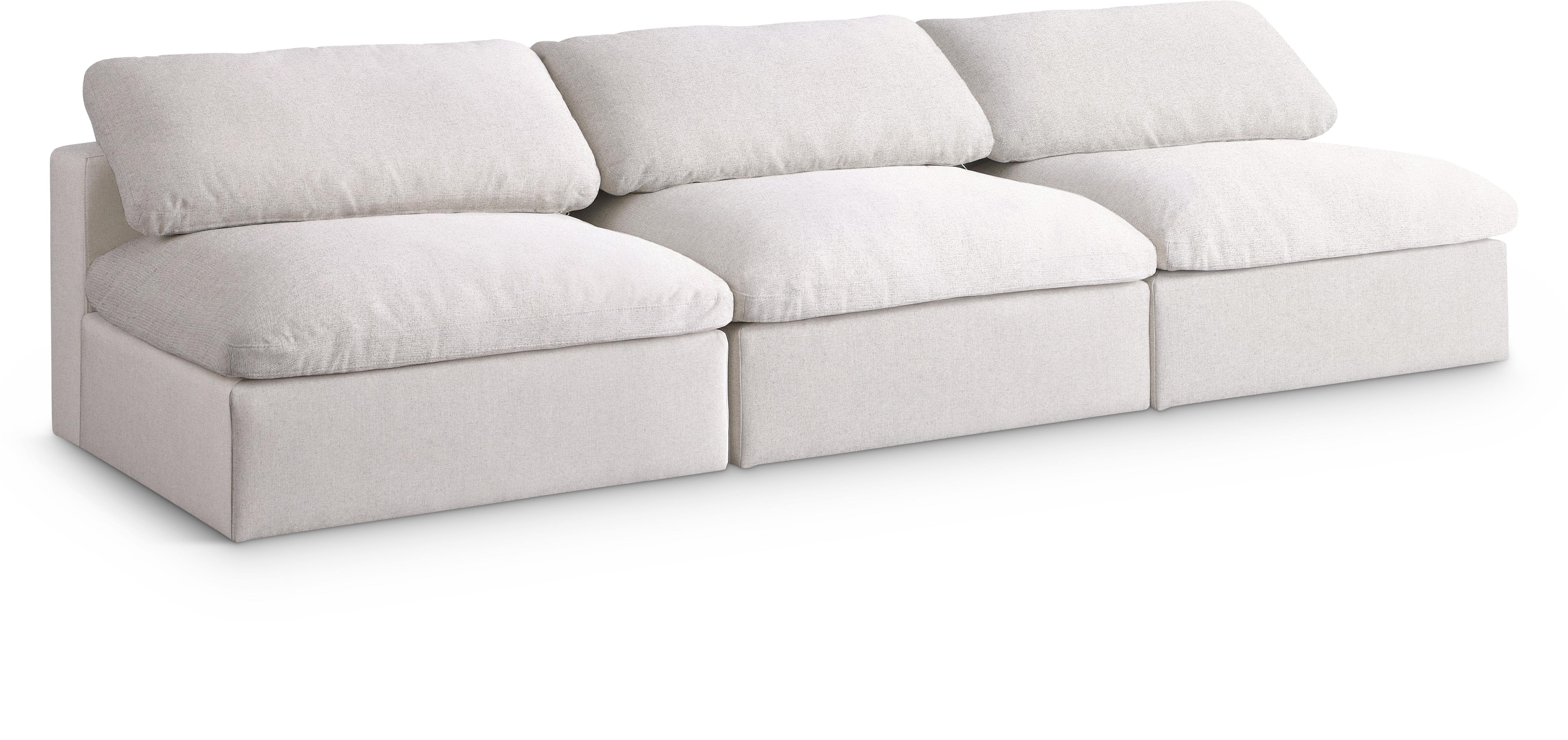 Serene Cream Linen Fabric Deluxe Cloud Modular Armless Sofa - Luxury Home Furniture (MI)
