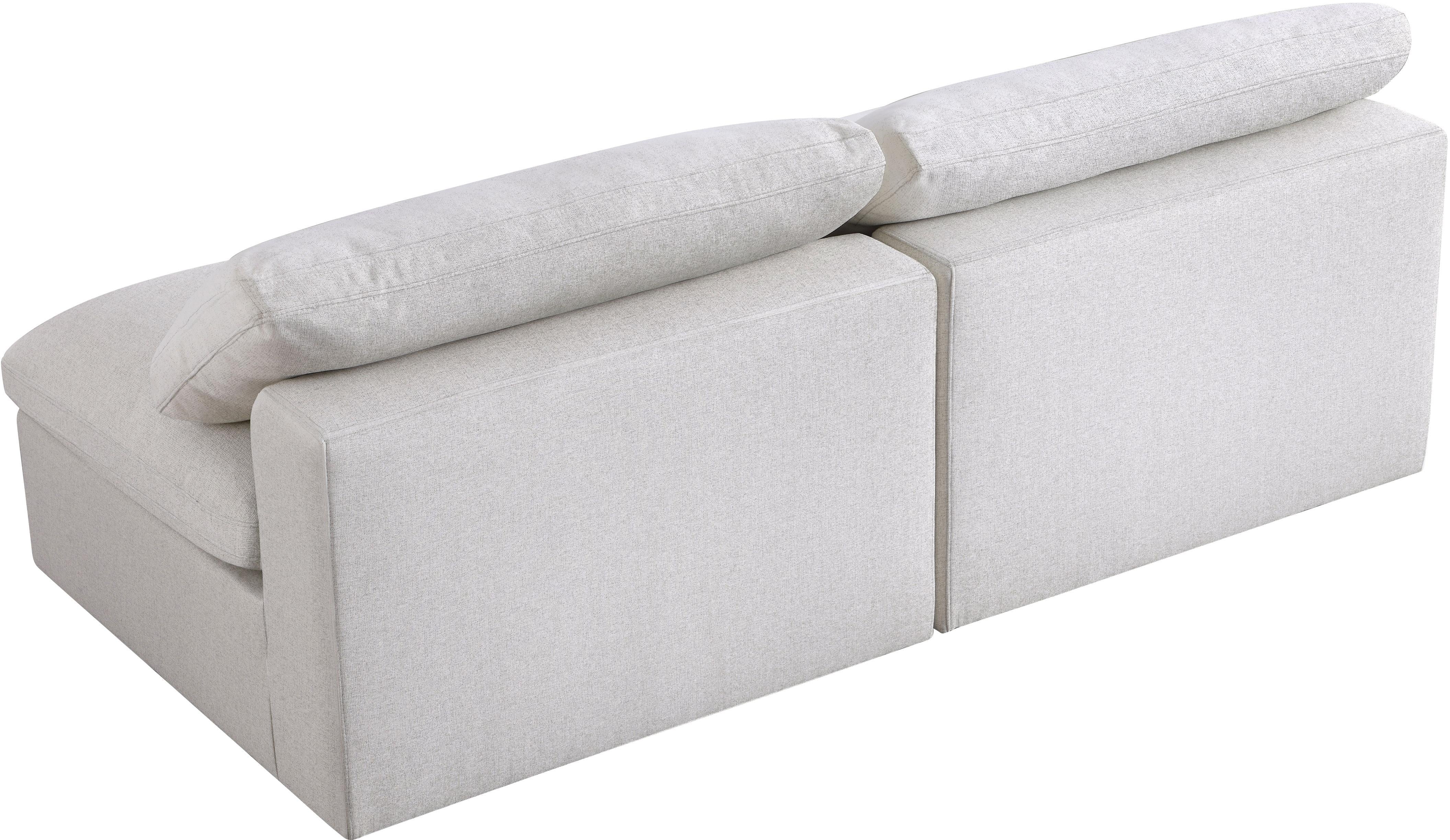 Serene Cream Linen Fabric Deluxe Cloud Modular Armless Sofa - Luxury Home Furniture (MI)