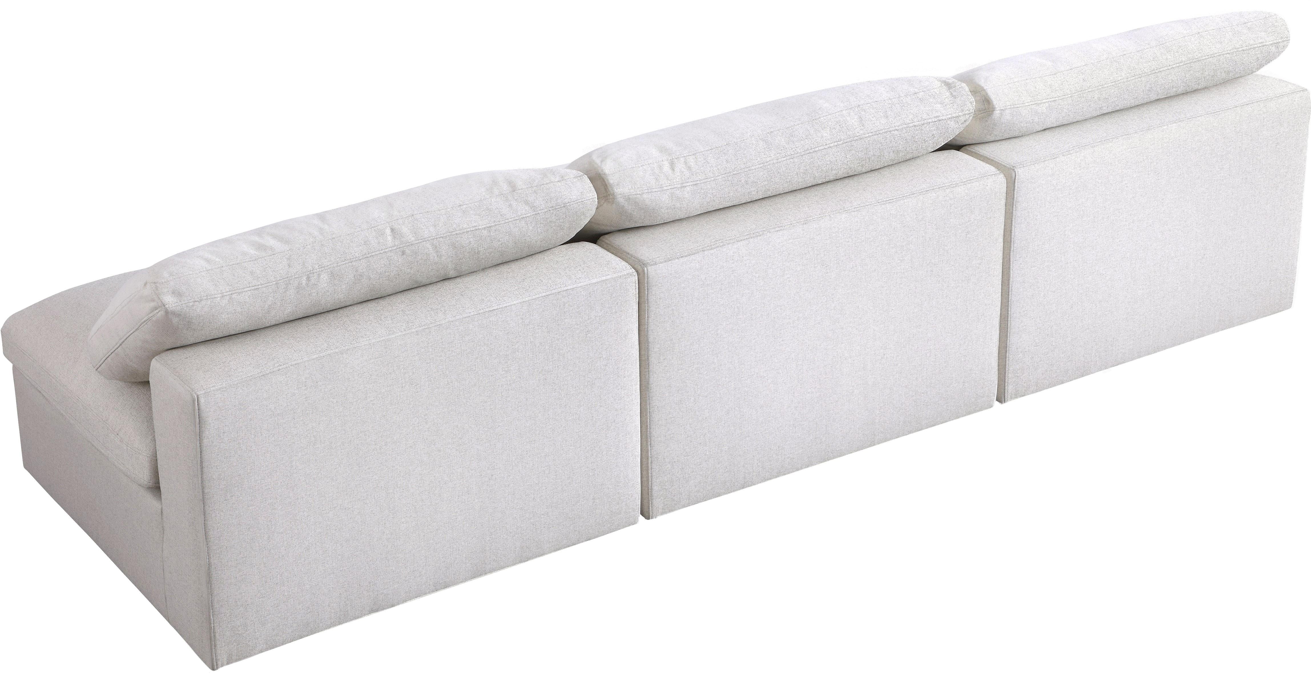 Serene Cream Linen Fabric Deluxe Cloud Modular Armless Sofa - Luxury Home Furniture (MI)