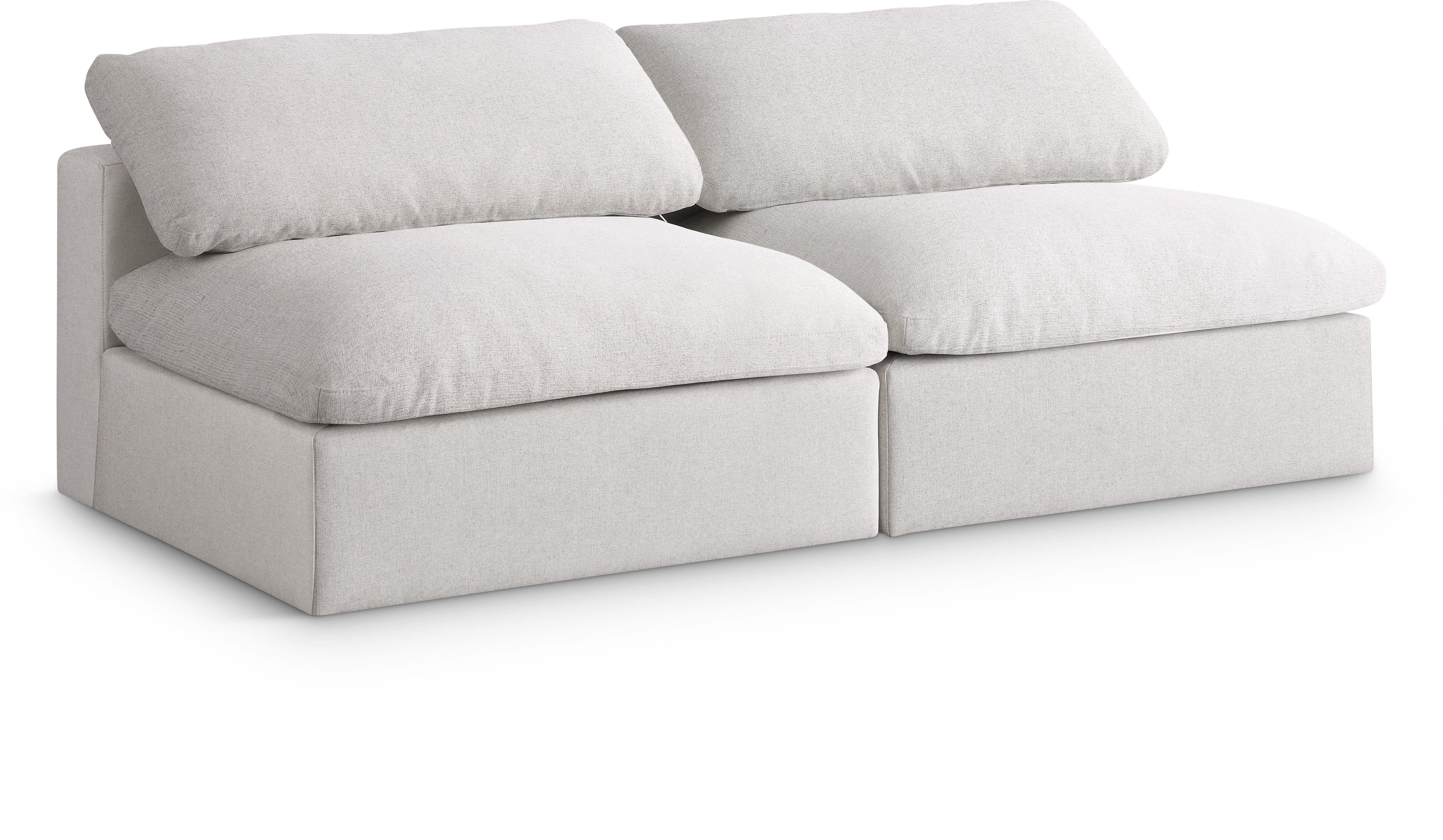 Serene Cream Linen Fabric Deluxe Cloud Modular Armless Sofa - Luxury Home Furniture (MI)
