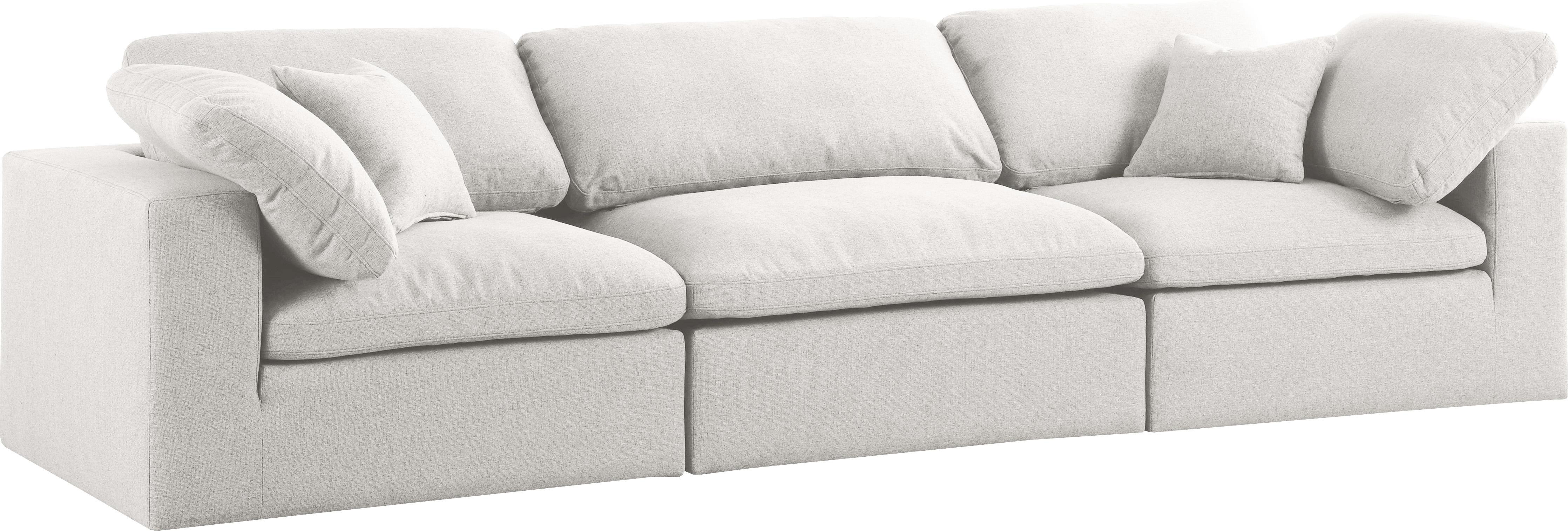 Serene Cream Linen Fabric Deluxe Cloud Modular Sofa