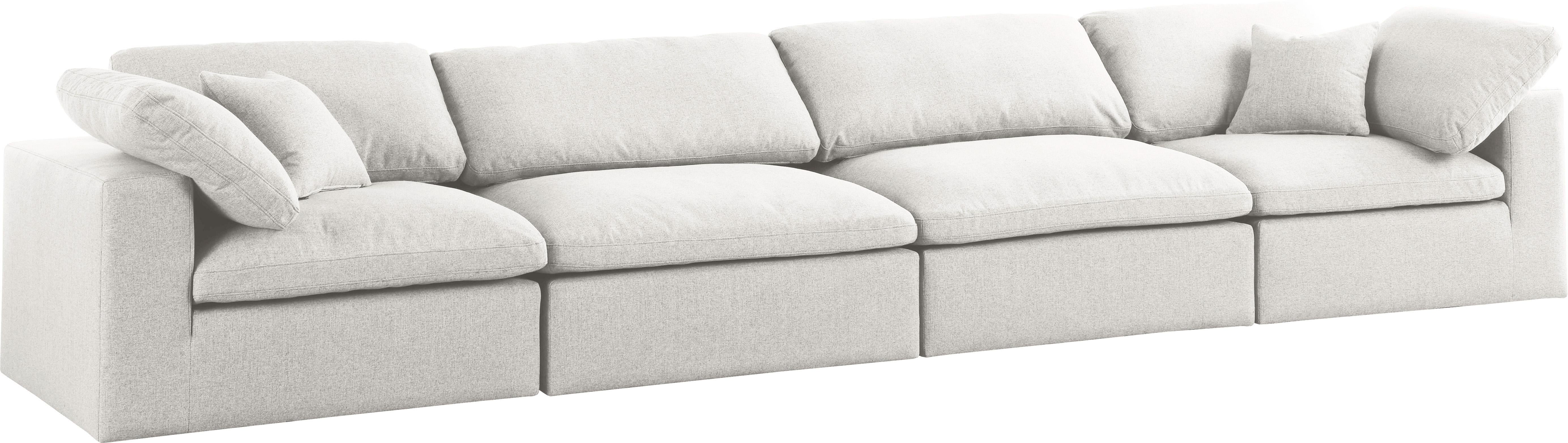 Serene Cream Linen Fabric Deluxe Cloud Modular Sofa - Luxury Home Furniture (MI)