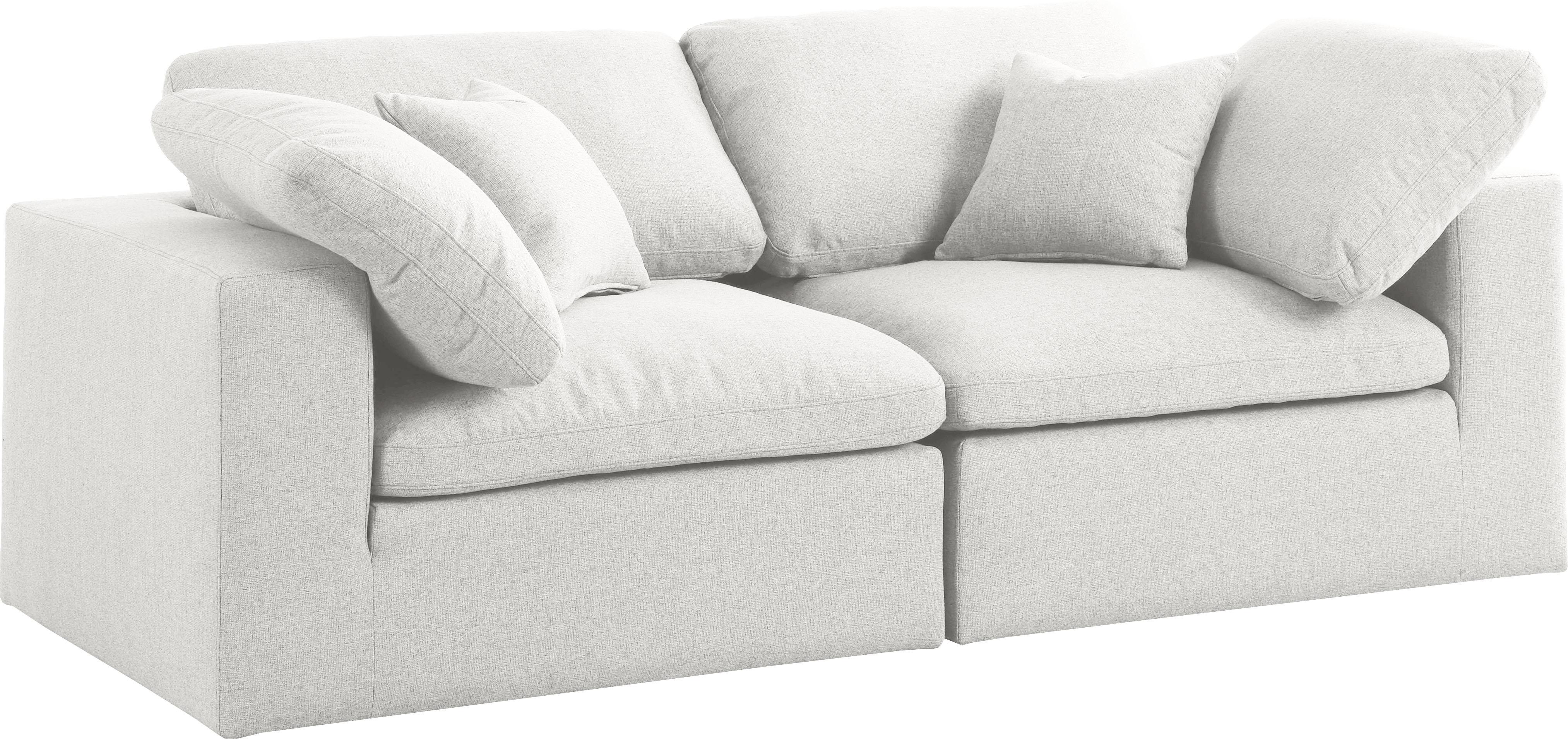 Serene Cream Linen Fabric Deluxe Cloud Modular Sofa - Luxury Home Furniture (MI)