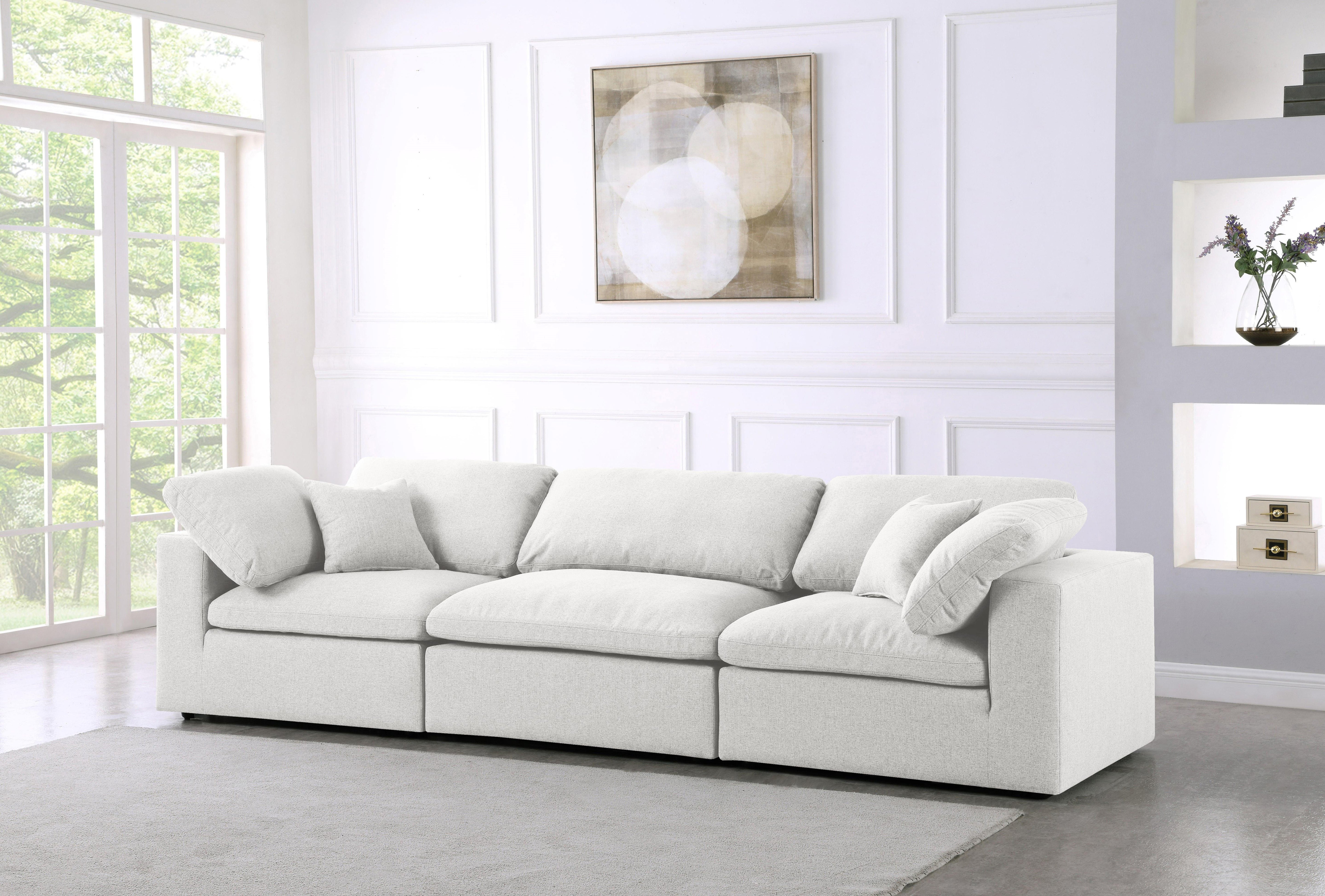 Serene Cream Linen Fabric Deluxe Cloud Modular Sofa - Luxury Home Furniture (MI)