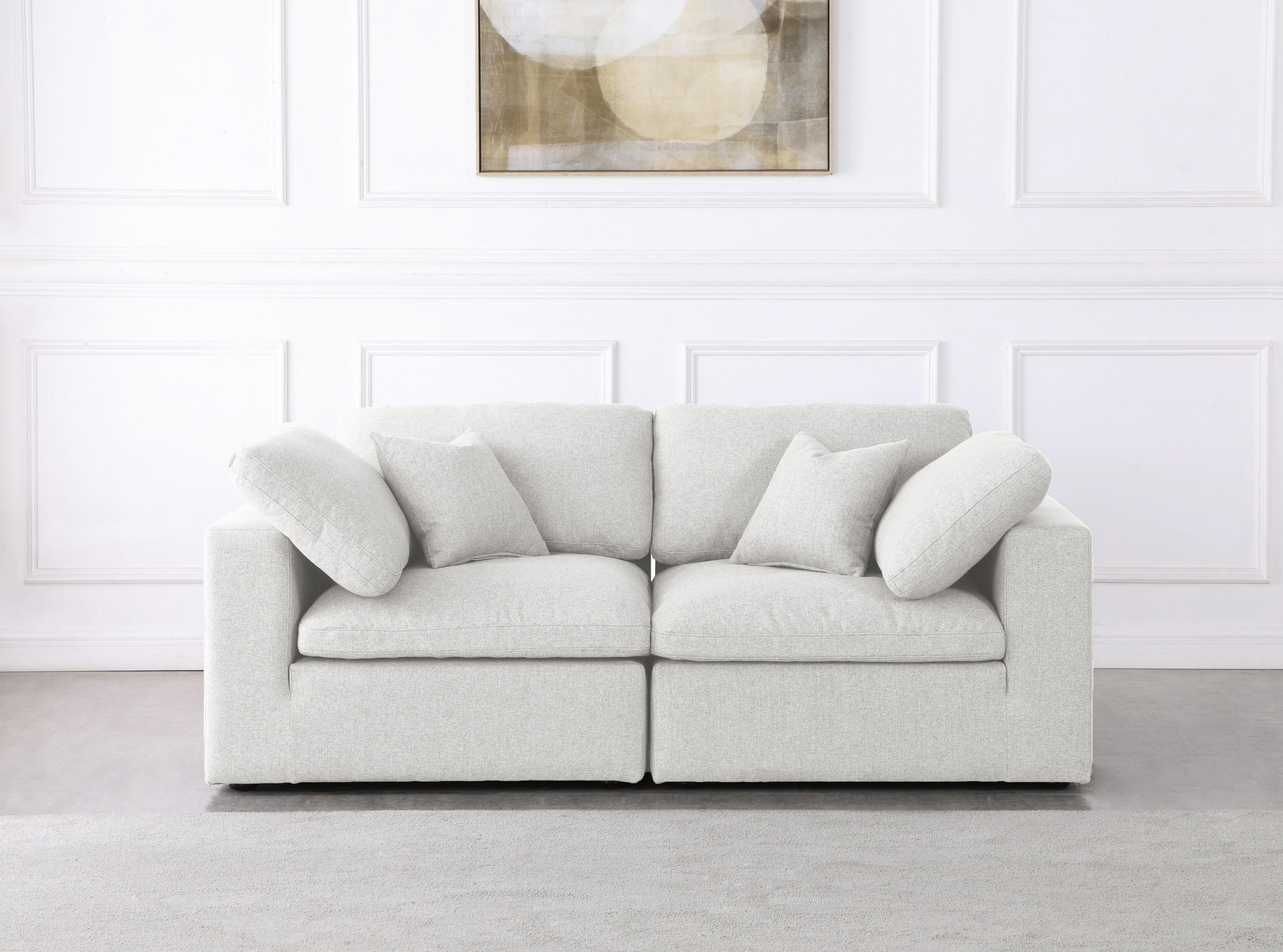 Serene Cream Linen Fabric Deluxe Cloud Modular Sofa - Luxury Home Furniture (MI)