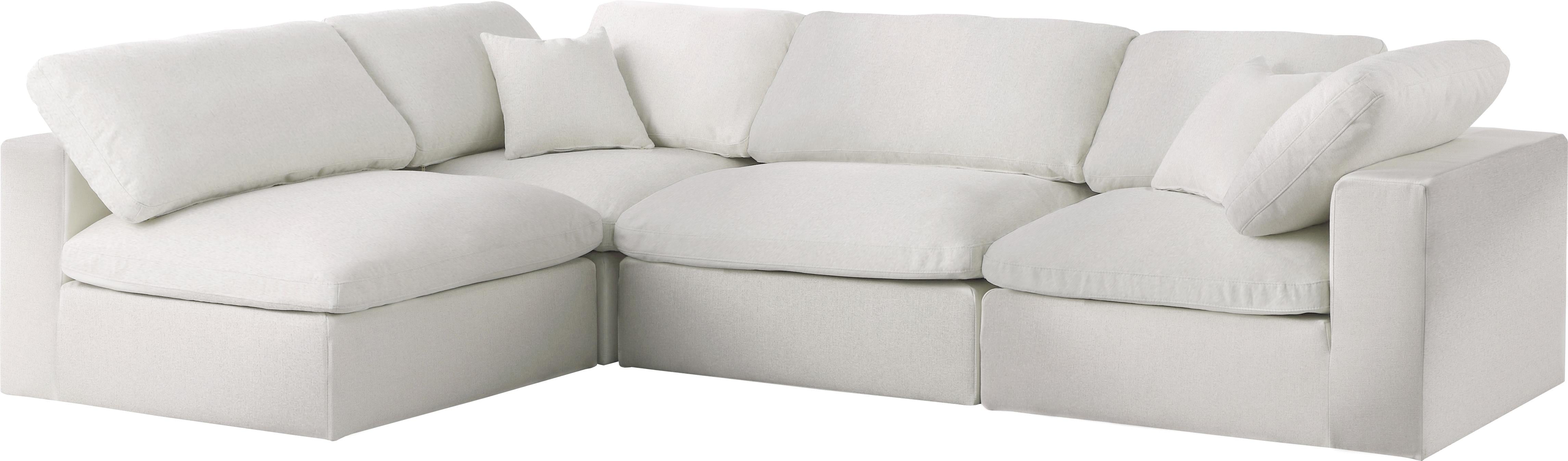 Serene Cream Linen Fabric Deluxe Cloud Modular Sectional - Luxury Home Furniture (MI)