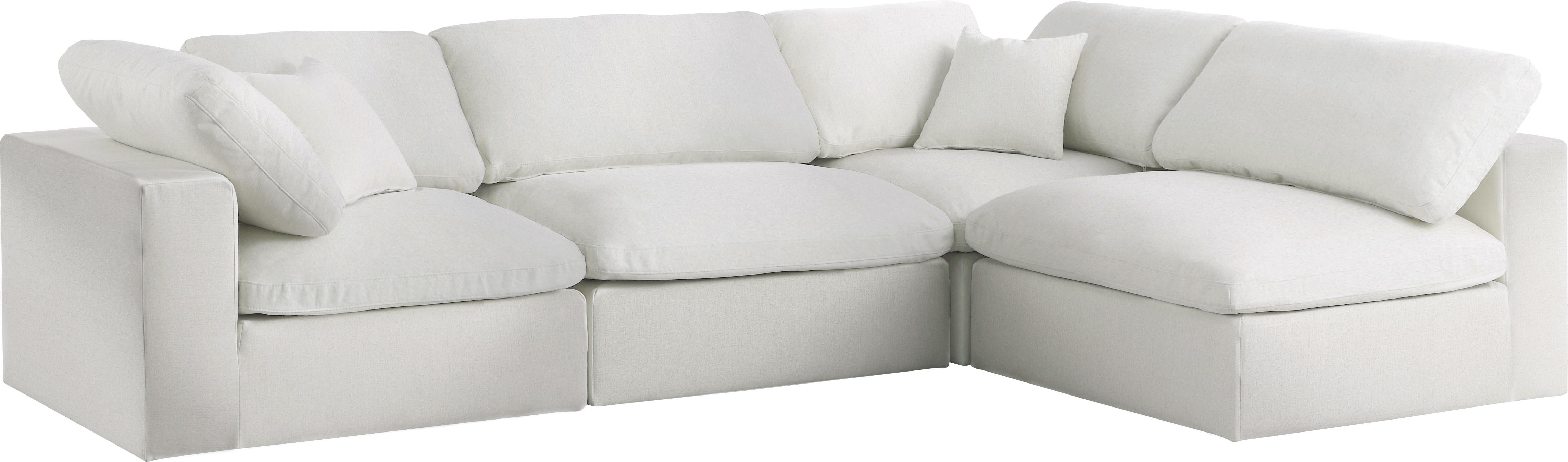 Serene Cream Linen Fabric Deluxe Cloud Modular Sectional - Luxury Home Furniture (MI)