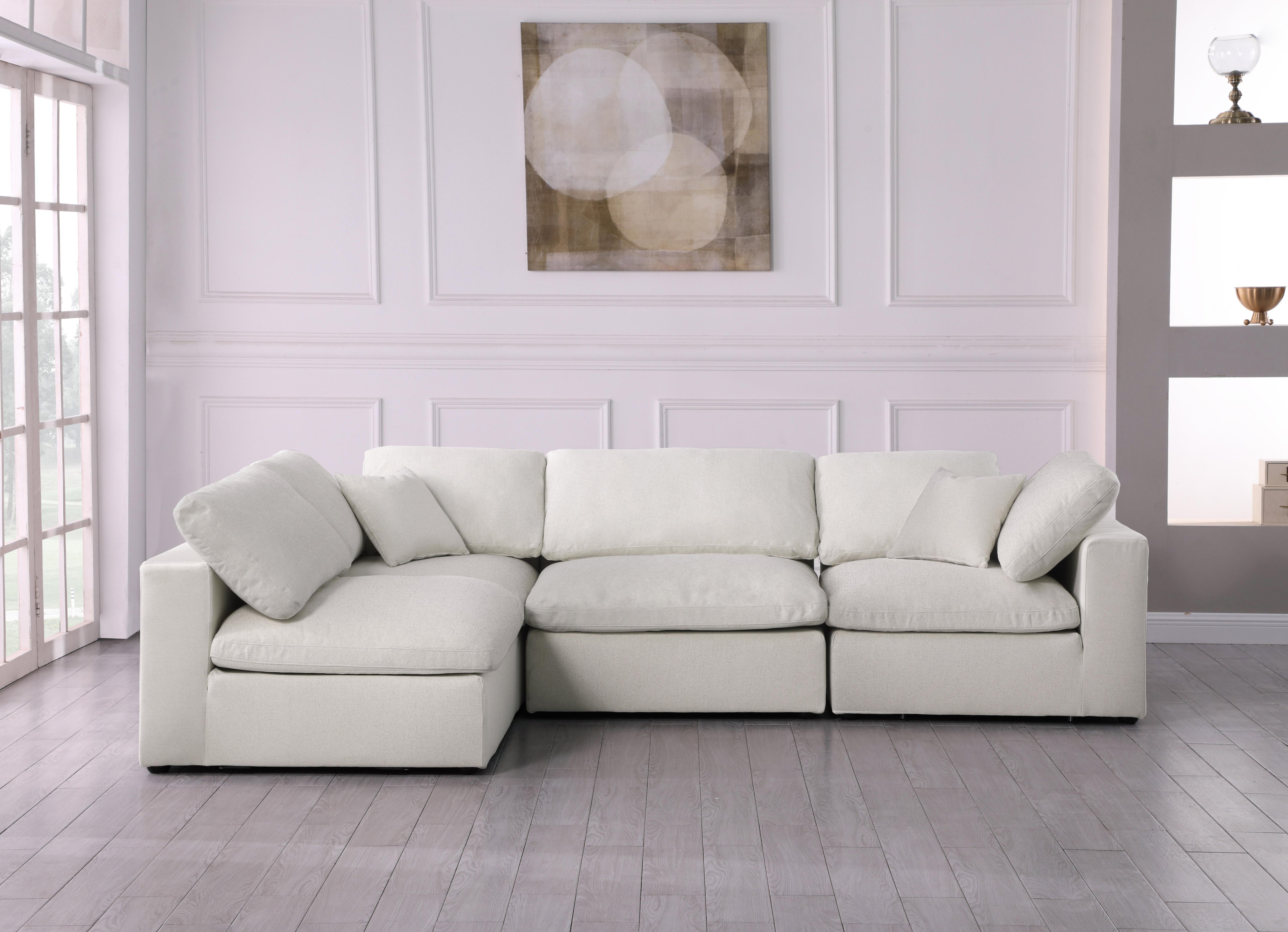 Serene Cream Linen Fabric Deluxe Cloud Modular Sectional - Luxury Home Furniture (MI)
