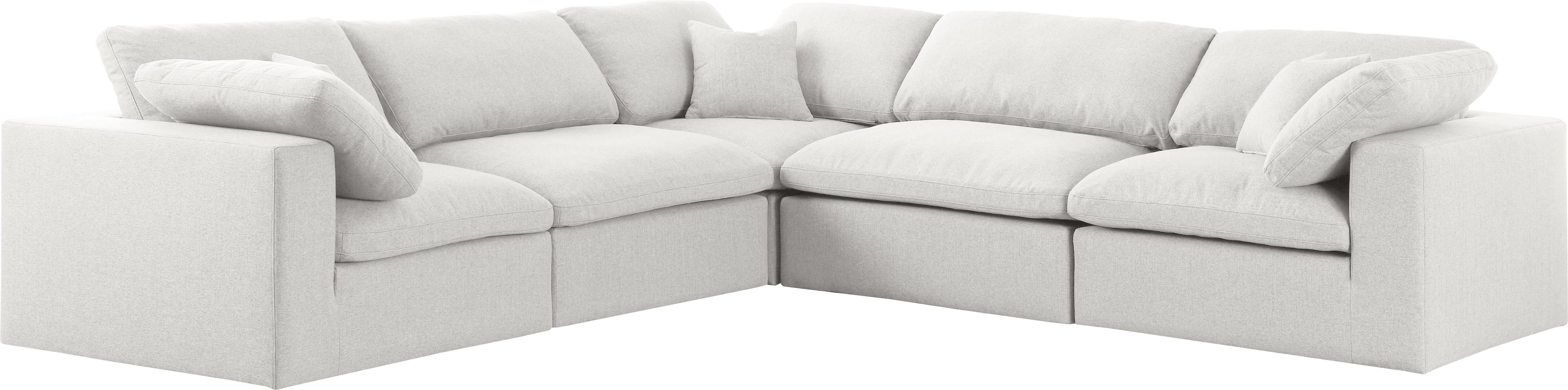 Serene Cream Linen Fabric Deluxe Cloud Modular Sectional - Luxury Home Furniture (MI)