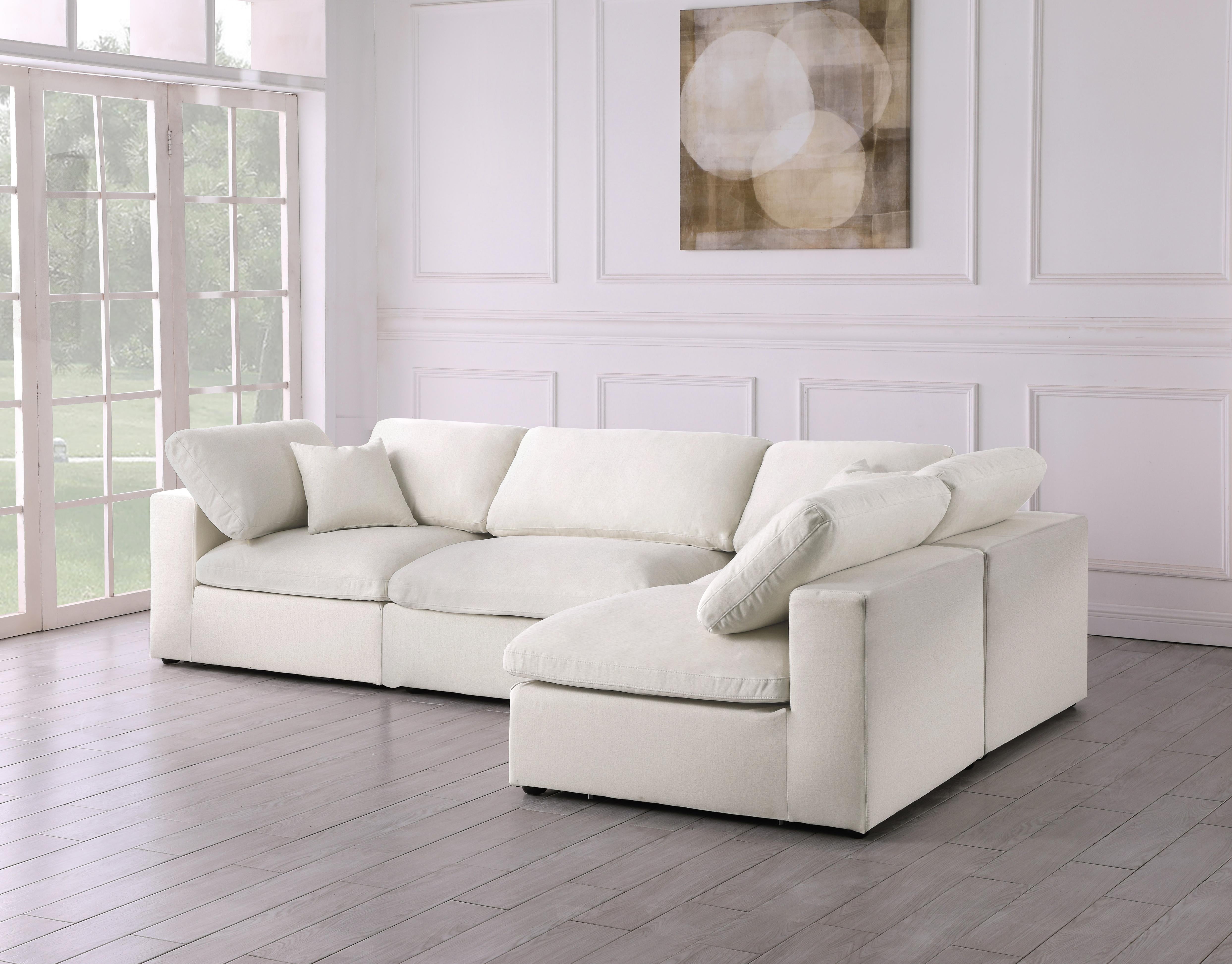 Serene Cream Linen Fabric Deluxe Cloud Modular Sectional - Luxury Home Furniture (MI)
