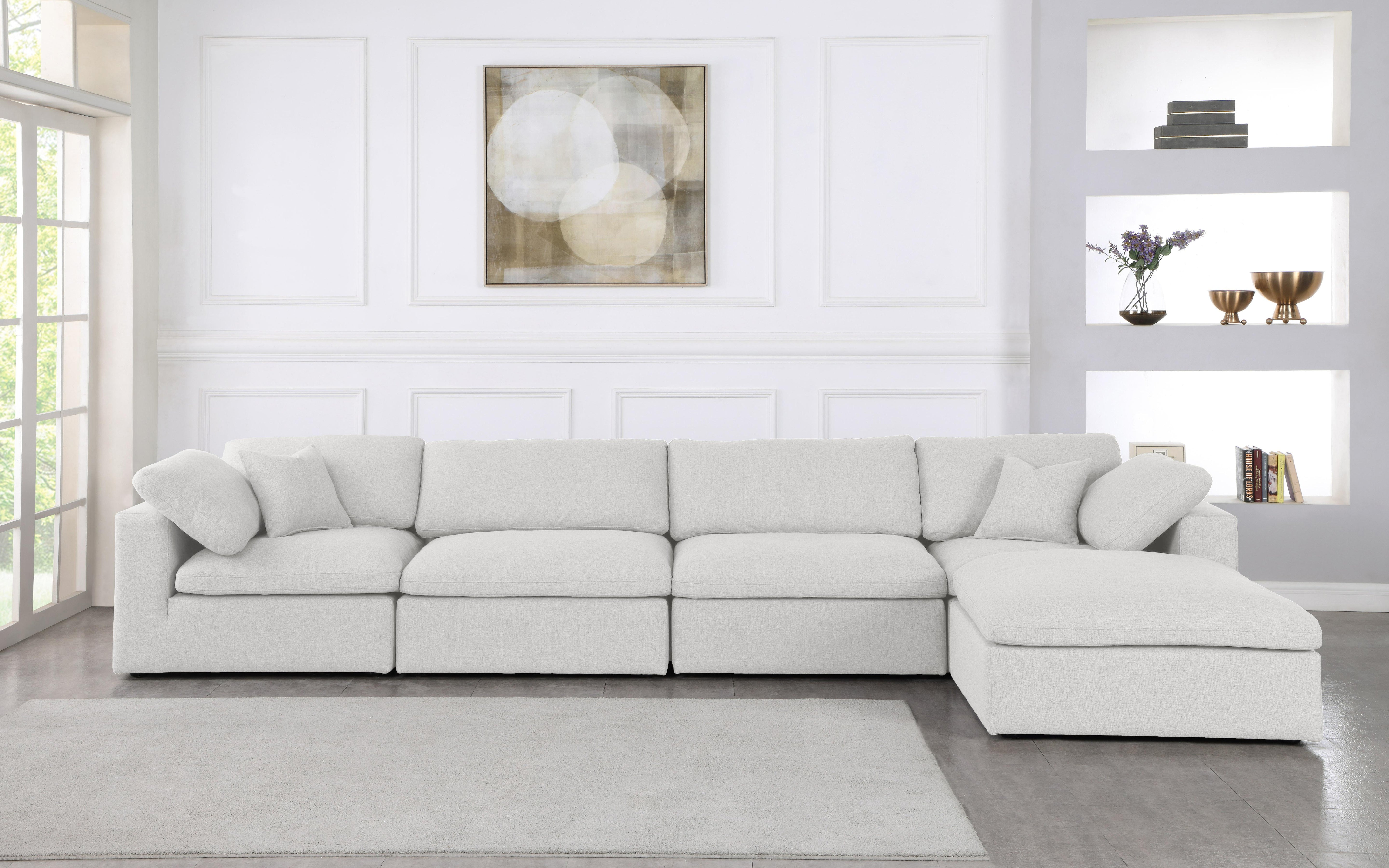 Serene Cream Linen Fabric Deluxe Cloud Modular Sectional - Luxury Home Furniture (MI)