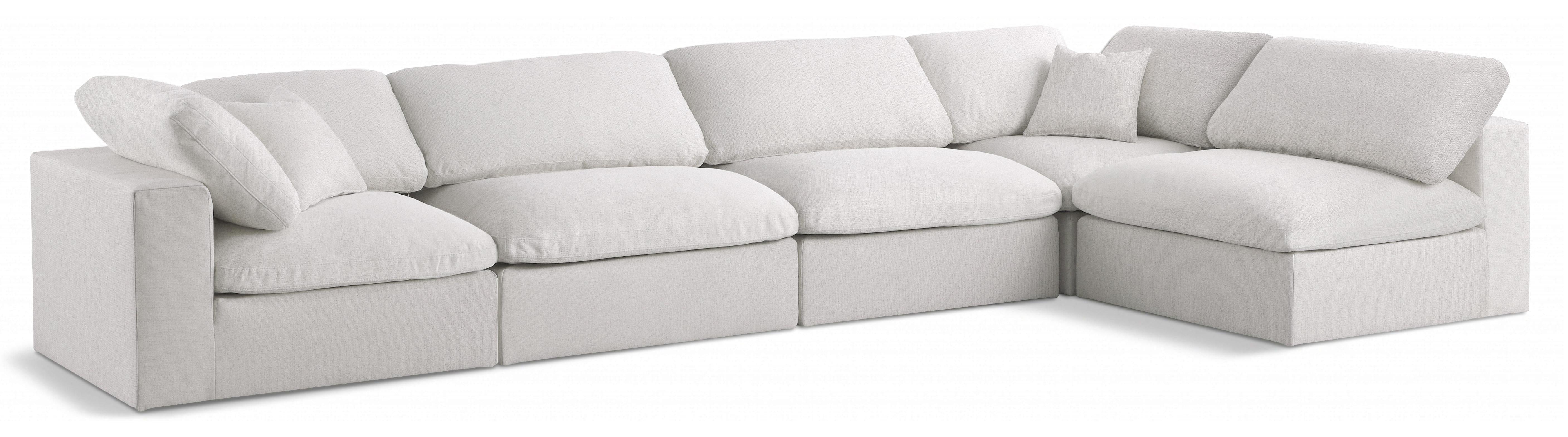 Serene Cream Linen Fabric Deluxe Cloud Modular Sectional - Luxury Home Furniture (MI)