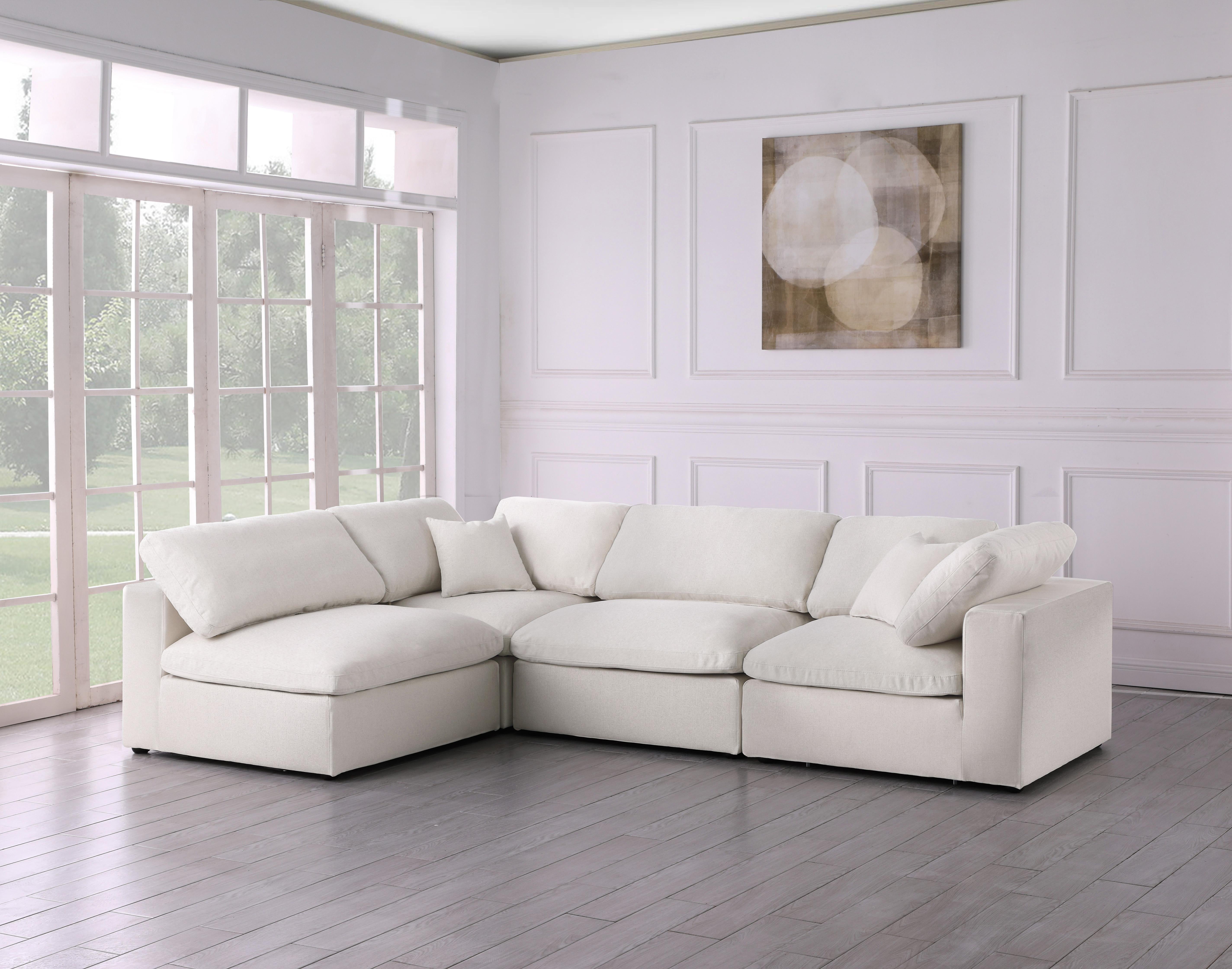 Serene Cream Linen Fabric Deluxe Cloud Modular Sectional - Luxury Home Furniture (MI)