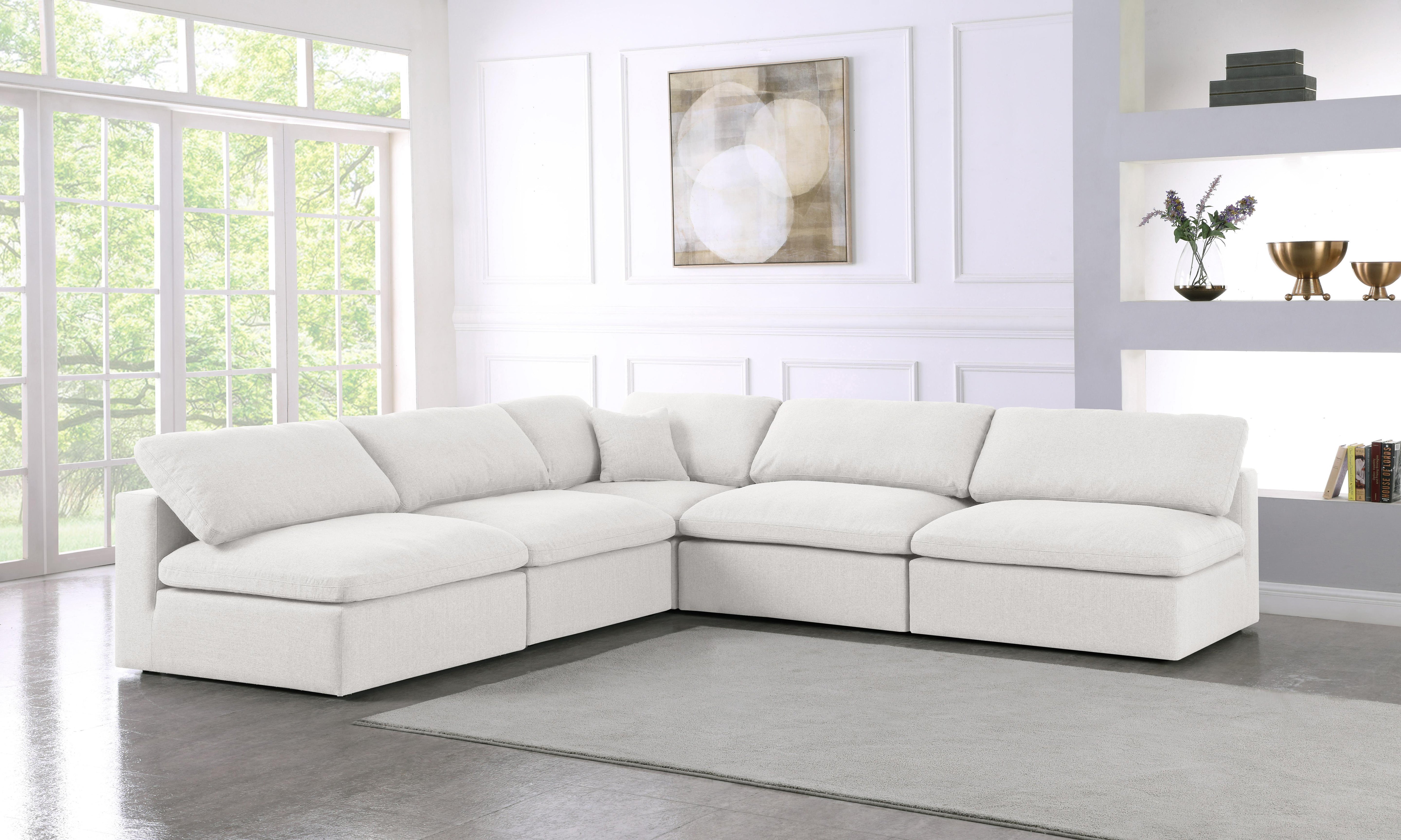 Serene Cream Linen Fabric Deluxe Cloud Modular Sectional - Luxury Home Furniture (MI)