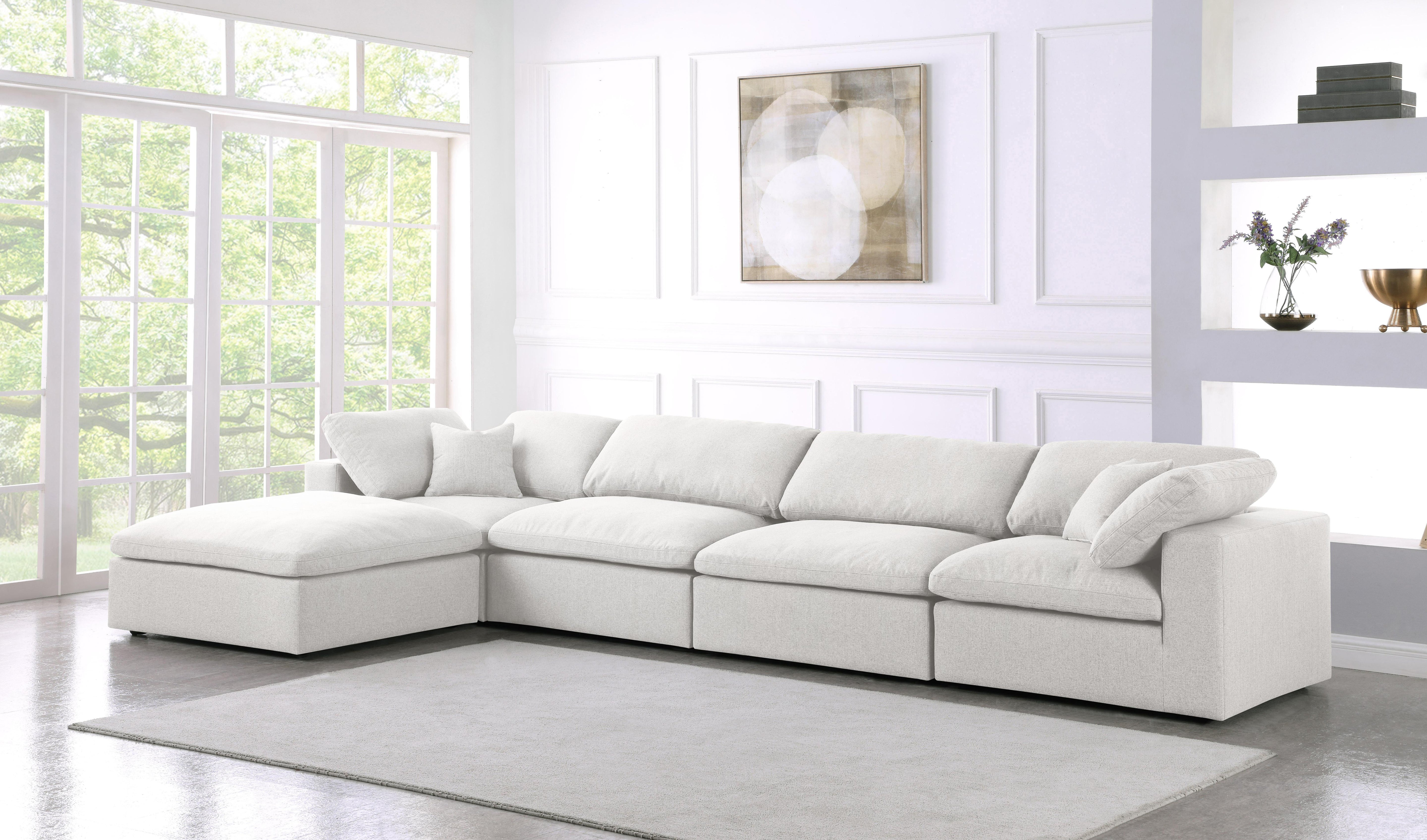 Serene Cream Linen Fabric Deluxe Cloud Modular Sectional - Luxury Home Furniture (MI)
