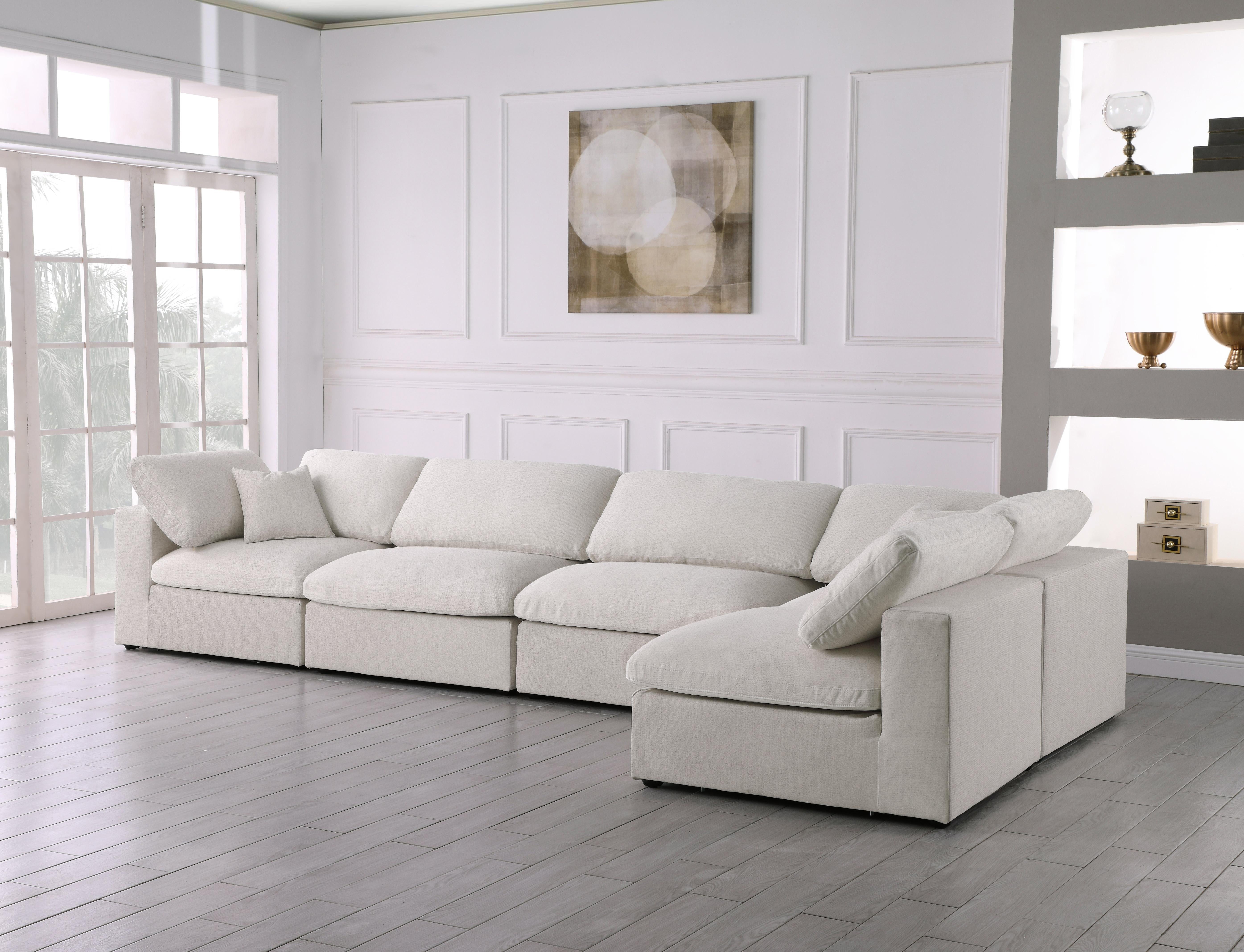 Serene Cream Linen Fabric Deluxe Cloud Modular Sectional - Luxury Home Furniture (MI)