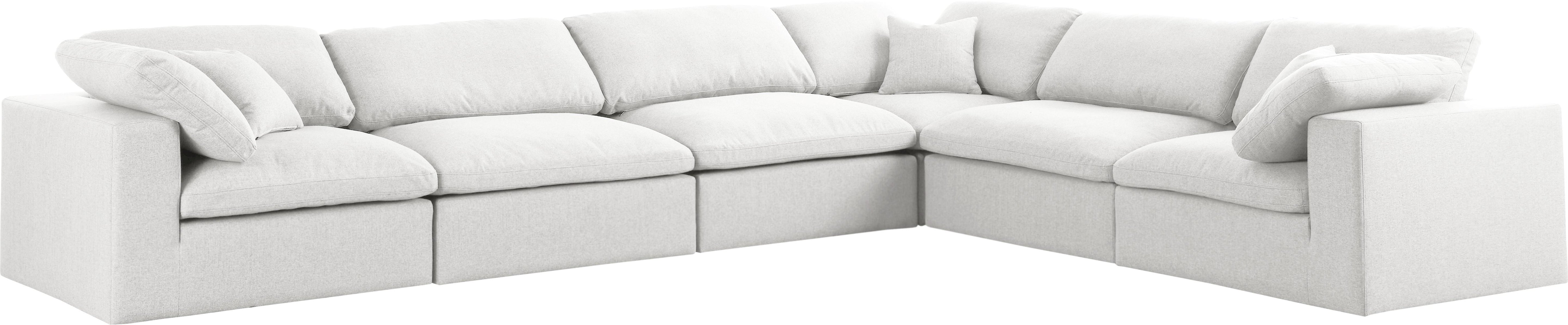 Serene Cream Linen Fabric Deluxe Cloud Modular Sectional - Luxury Home Furniture (MI)