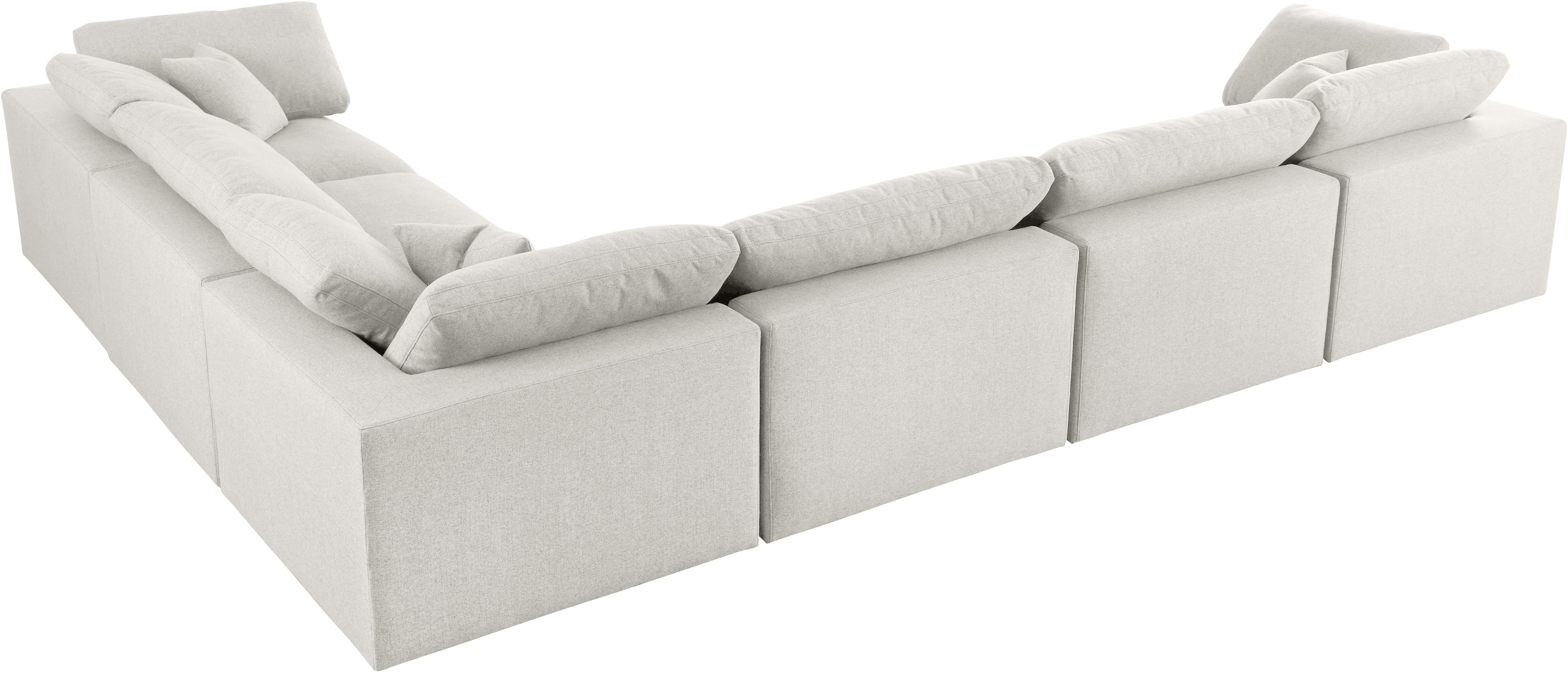 Serene Cream Linen Fabric Deluxe Cloud Modular Sectional - Luxury Home Furniture (MI)