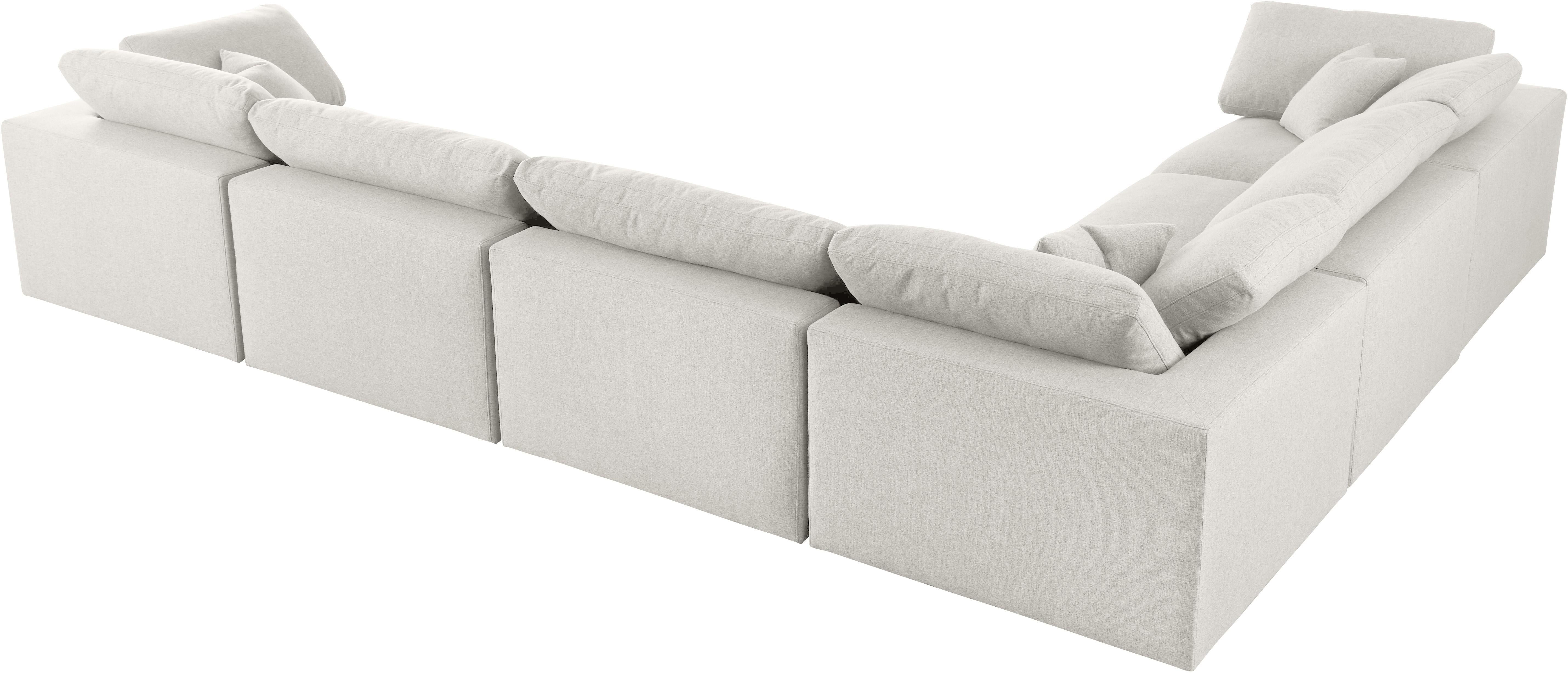 Serene Cream Linen Fabric Deluxe Cloud Modular Sectional - Luxury Home Furniture (MI)
