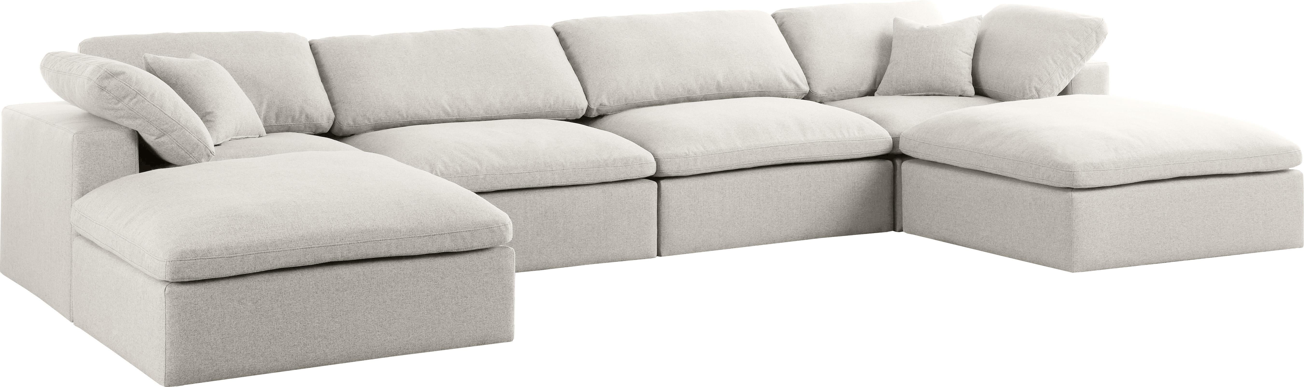 Serene Cream Linen Fabric Deluxe Cloud Modular Sectional - Luxury Home Furniture (MI)