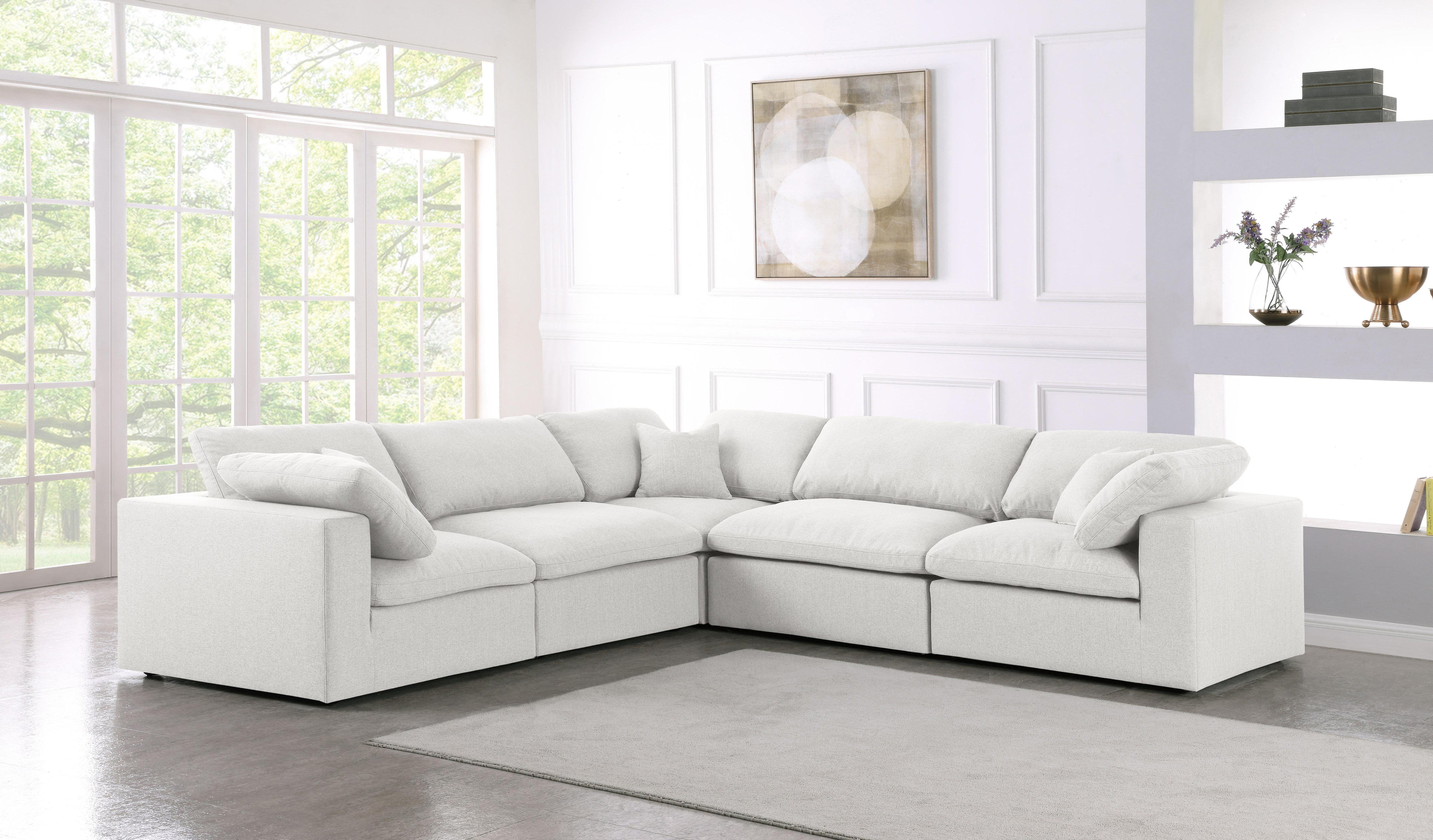 Serene Cream Linen Fabric Deluxe Cloud Modular Sectional - Luxury Home Furniture (MI)