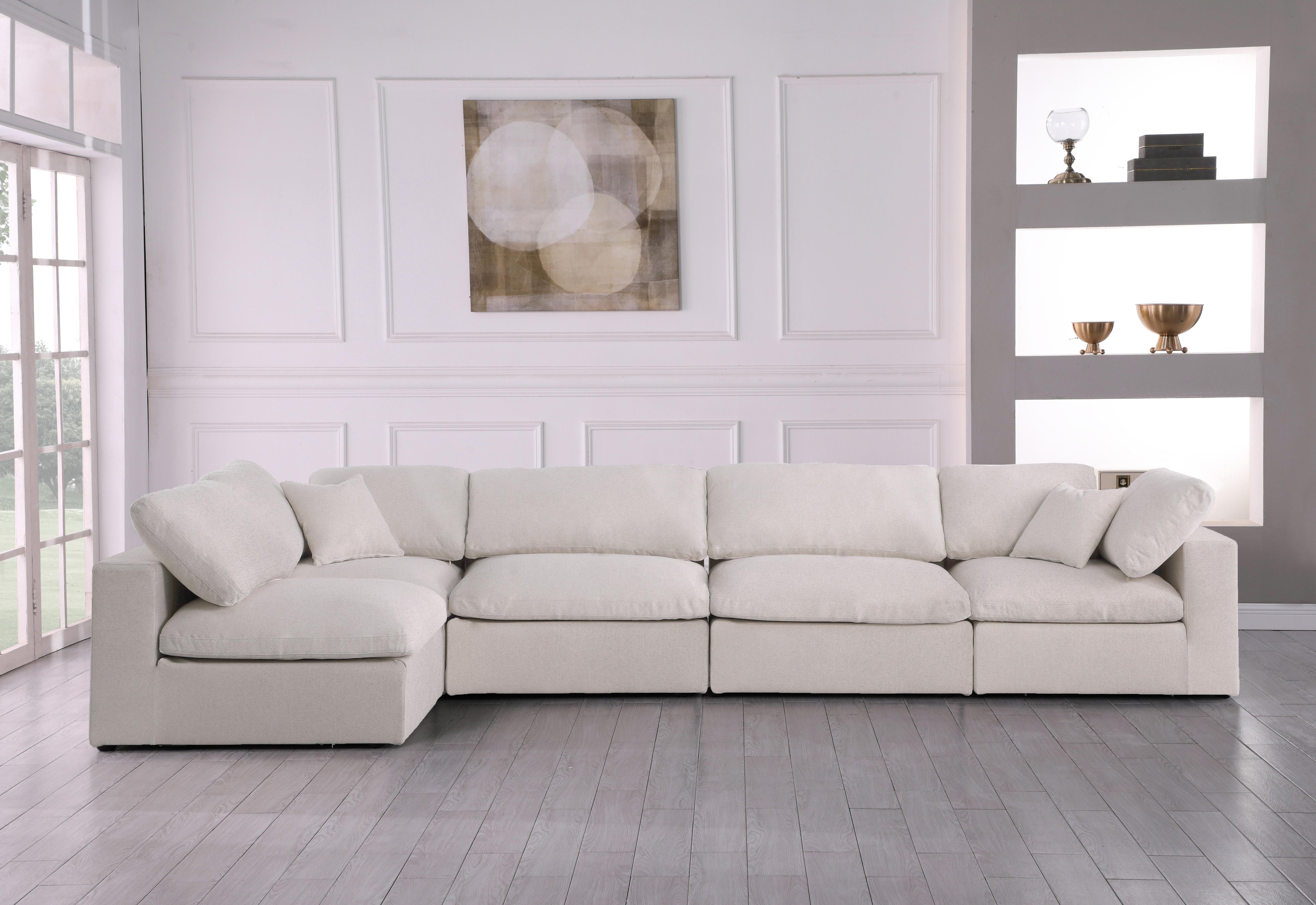 Serene Cream Linen Fabric Deluxe Cloud Modular Sectional - Luxury Home Furniture (MI)