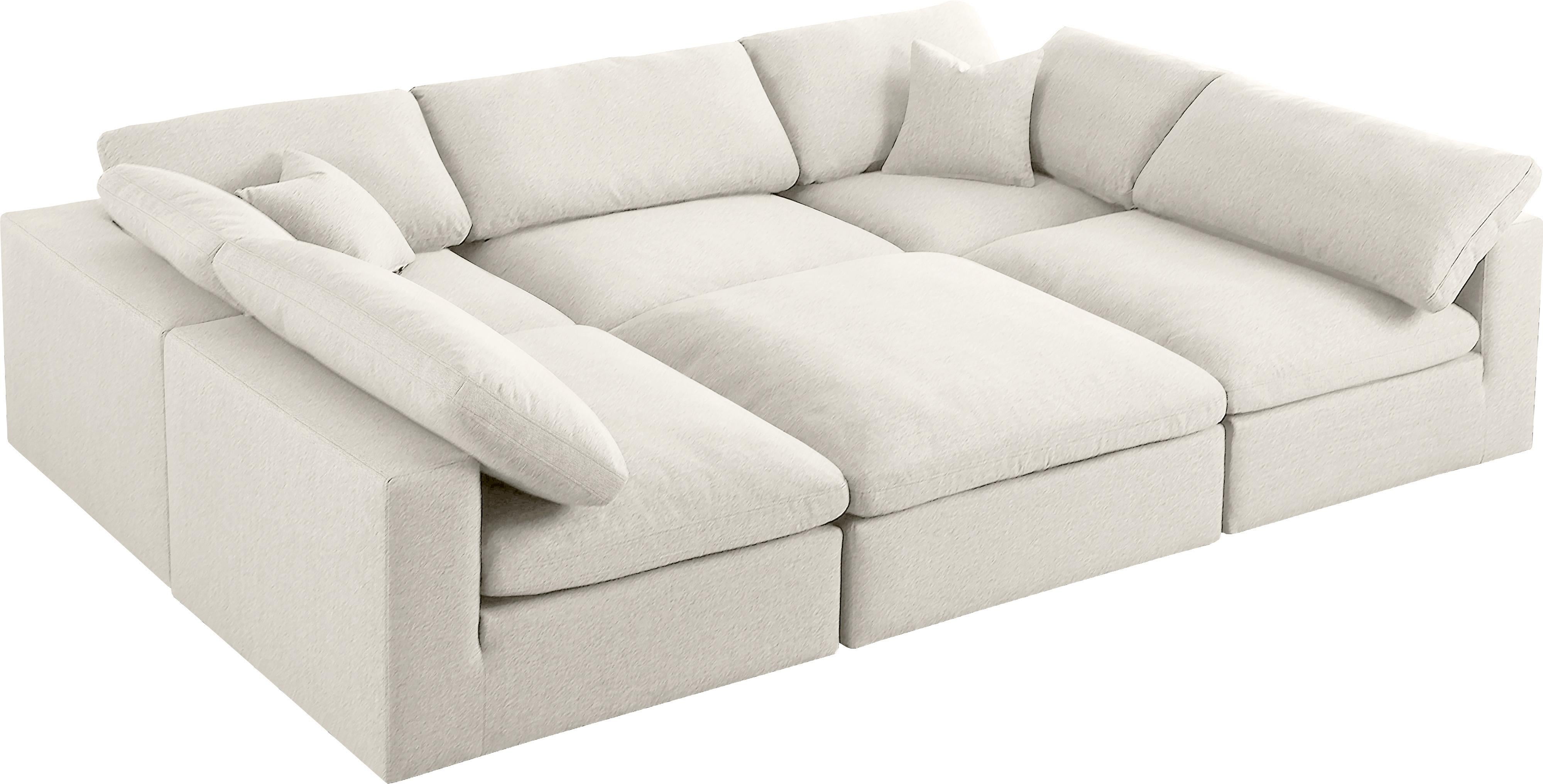 Serene Cream Linen Fabric Deluxe Cloud Modular Sectional - Luxury Home Furniture (MI)