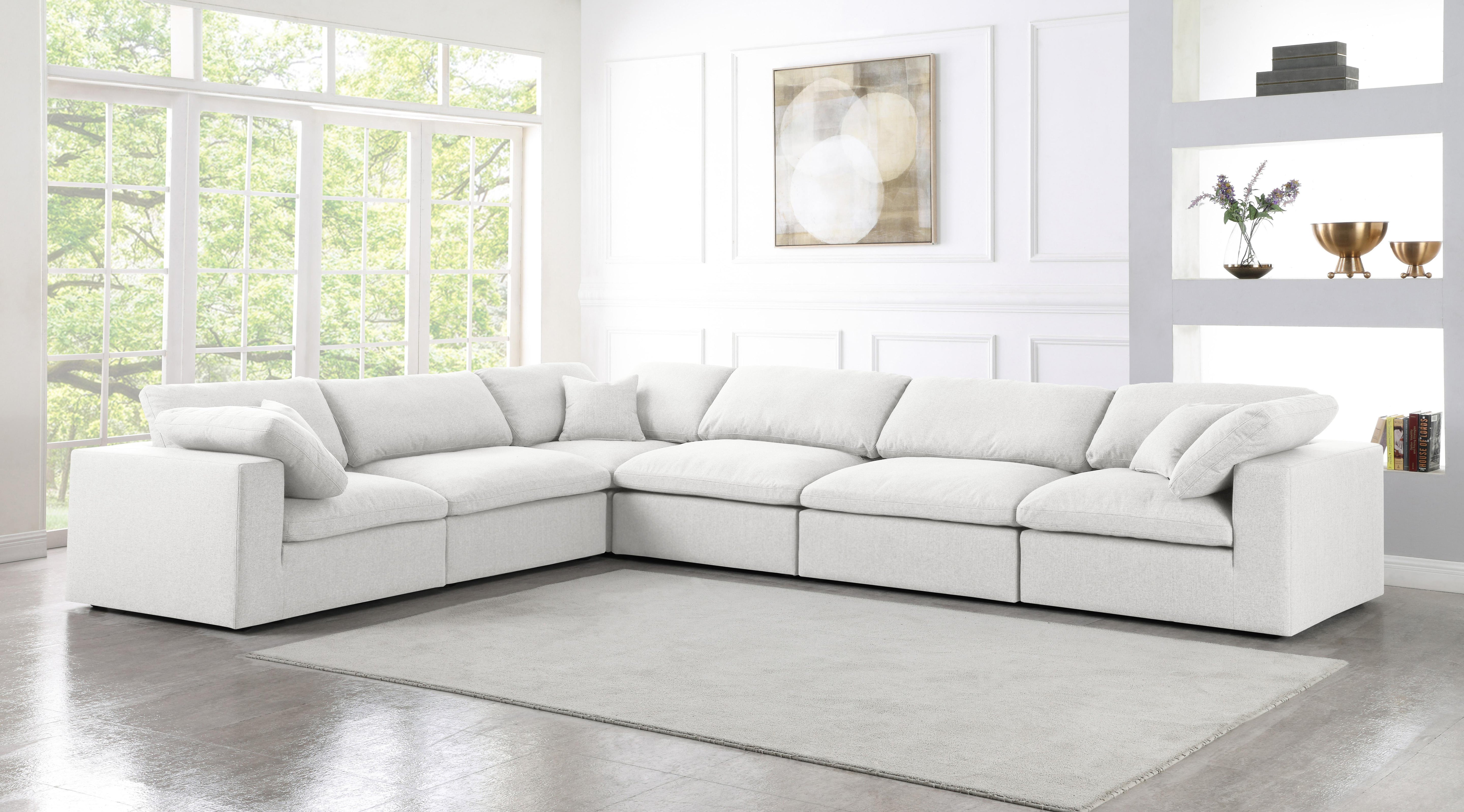 Serene Cream Linen Fabric Deluxe Cloud Modular Sectional - Luxury Home Furniture (MI)