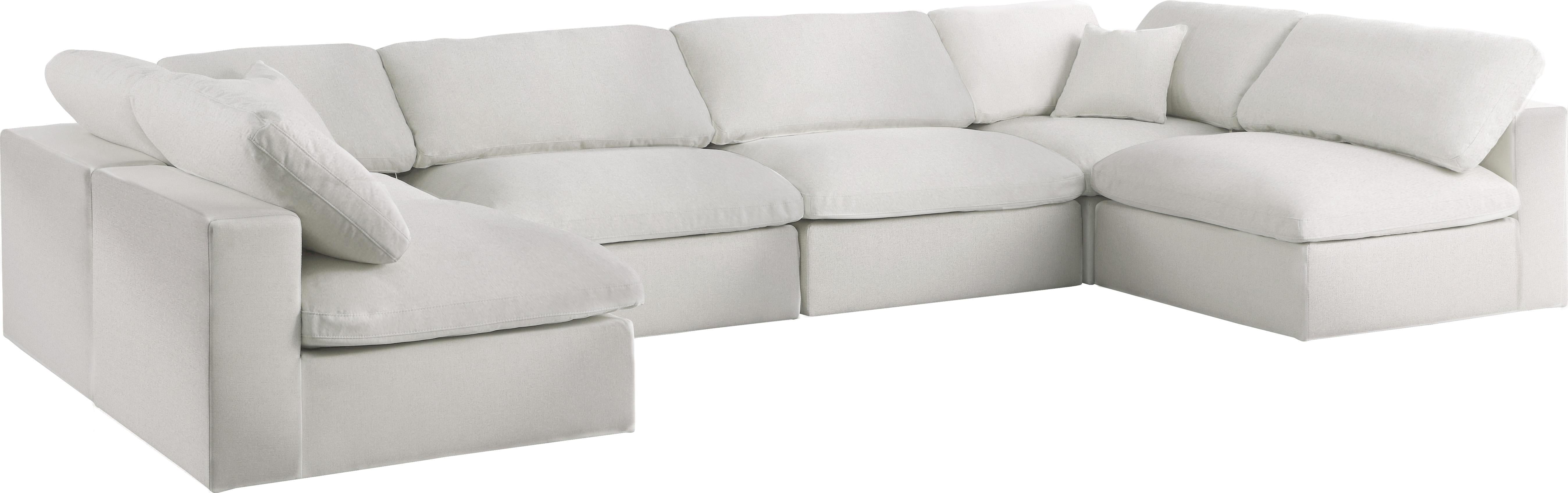 Serene Cream Linen Fabric Deluxe Cloud Modular Sectional - Luxury Home Furniture (MI)