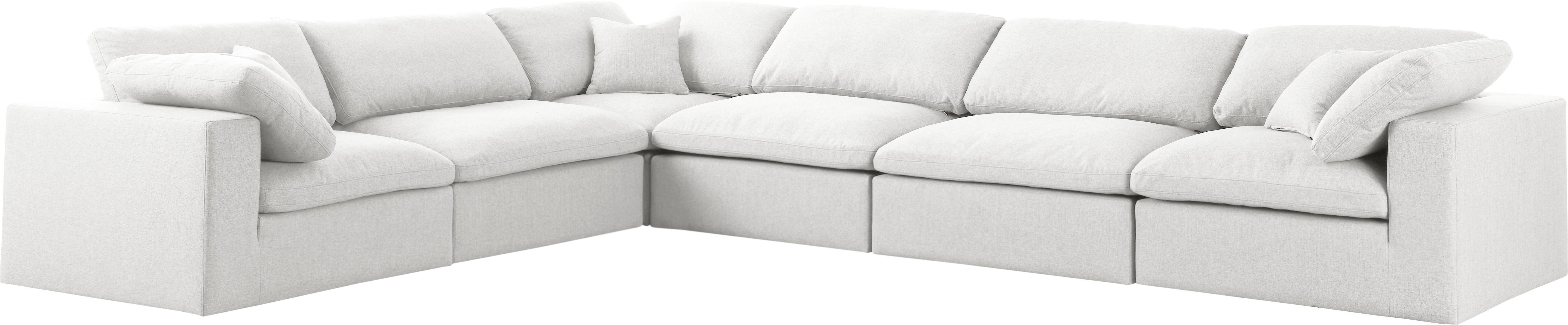 Serene Cream Linen Fabric Deluxe Cloud Modular Sectional - Luxury Home Furniture (MI)
