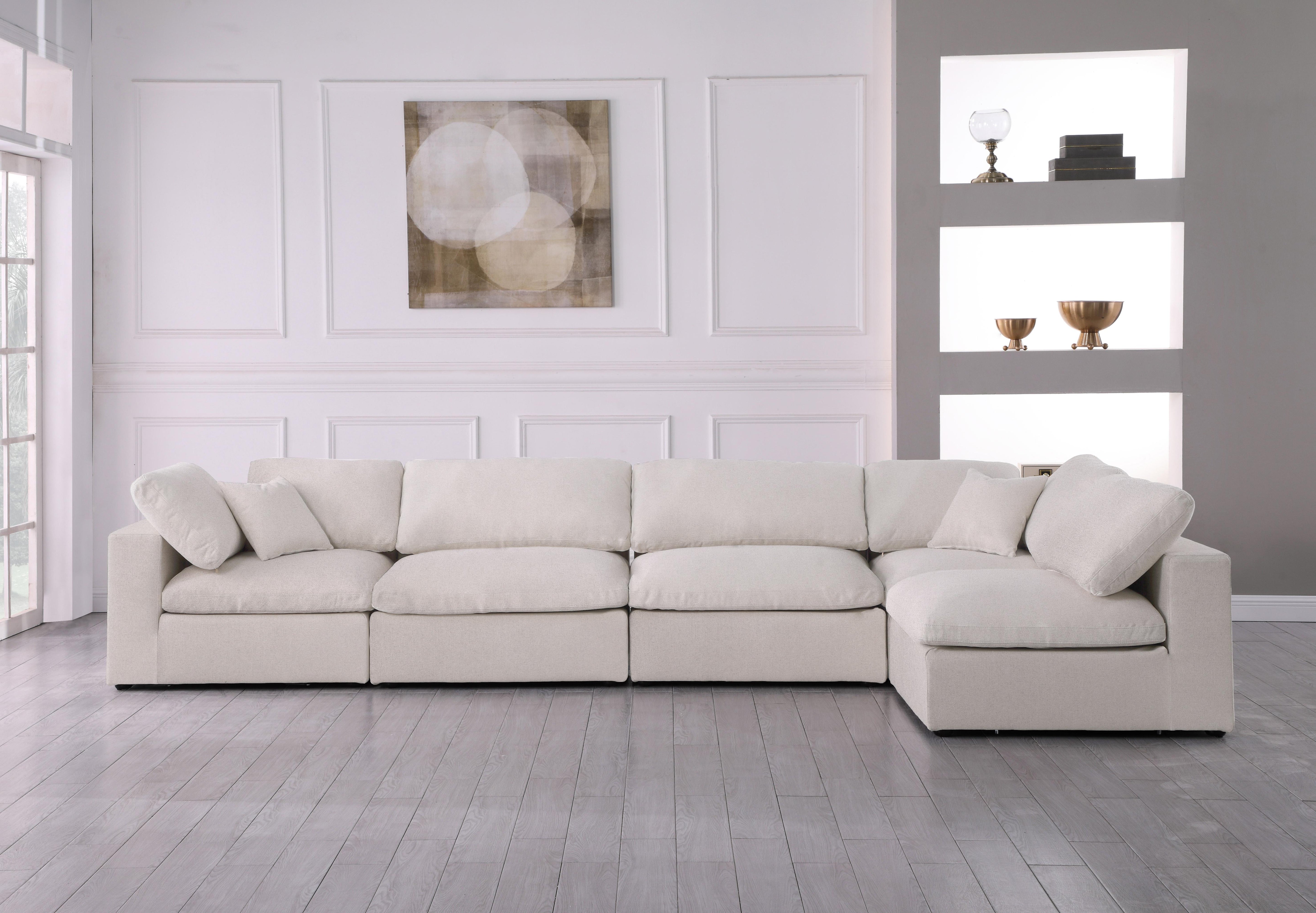Serene Cream Linen Fabric Deluxe Cloud Modular Sectional - Luxury Home Furniture (MI)