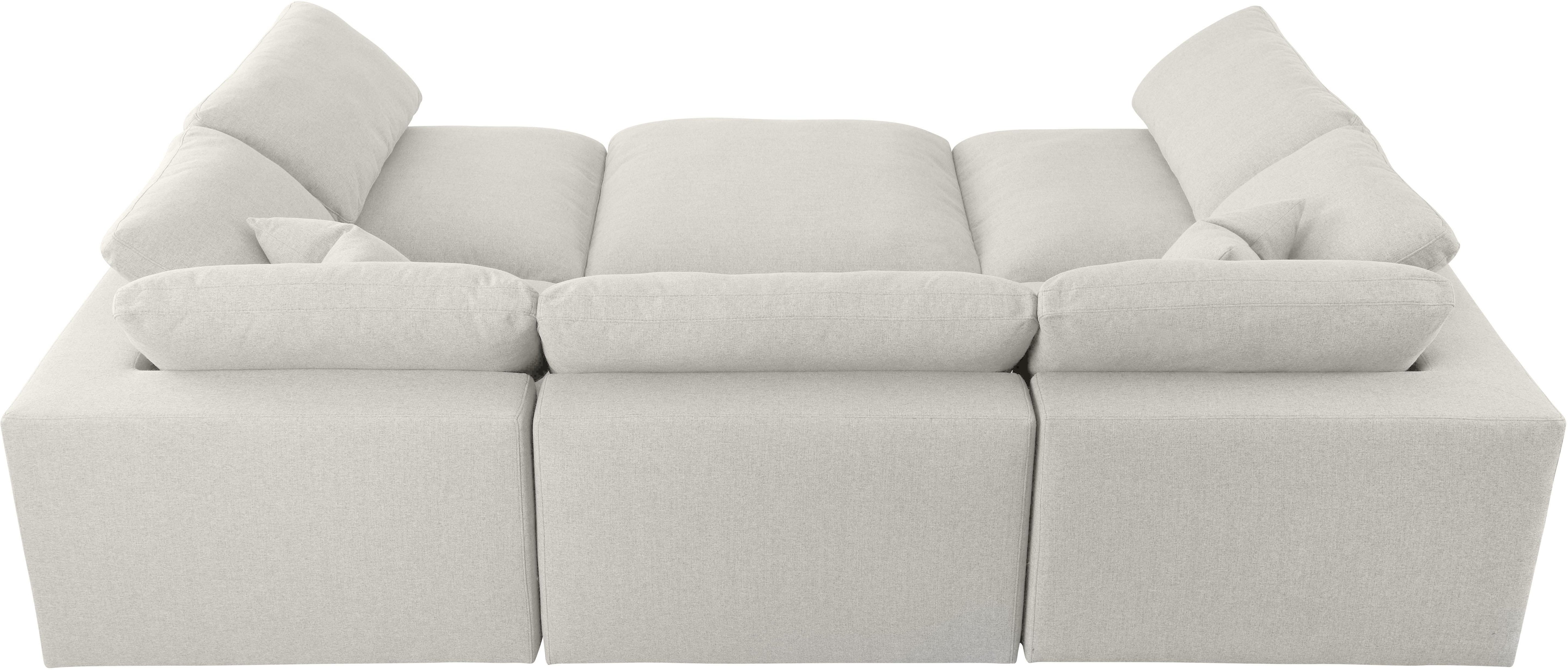 Serene Cream Linen Fabric Deluxe Cloud Modular Sectional - Luxury Home Furniture (MI)