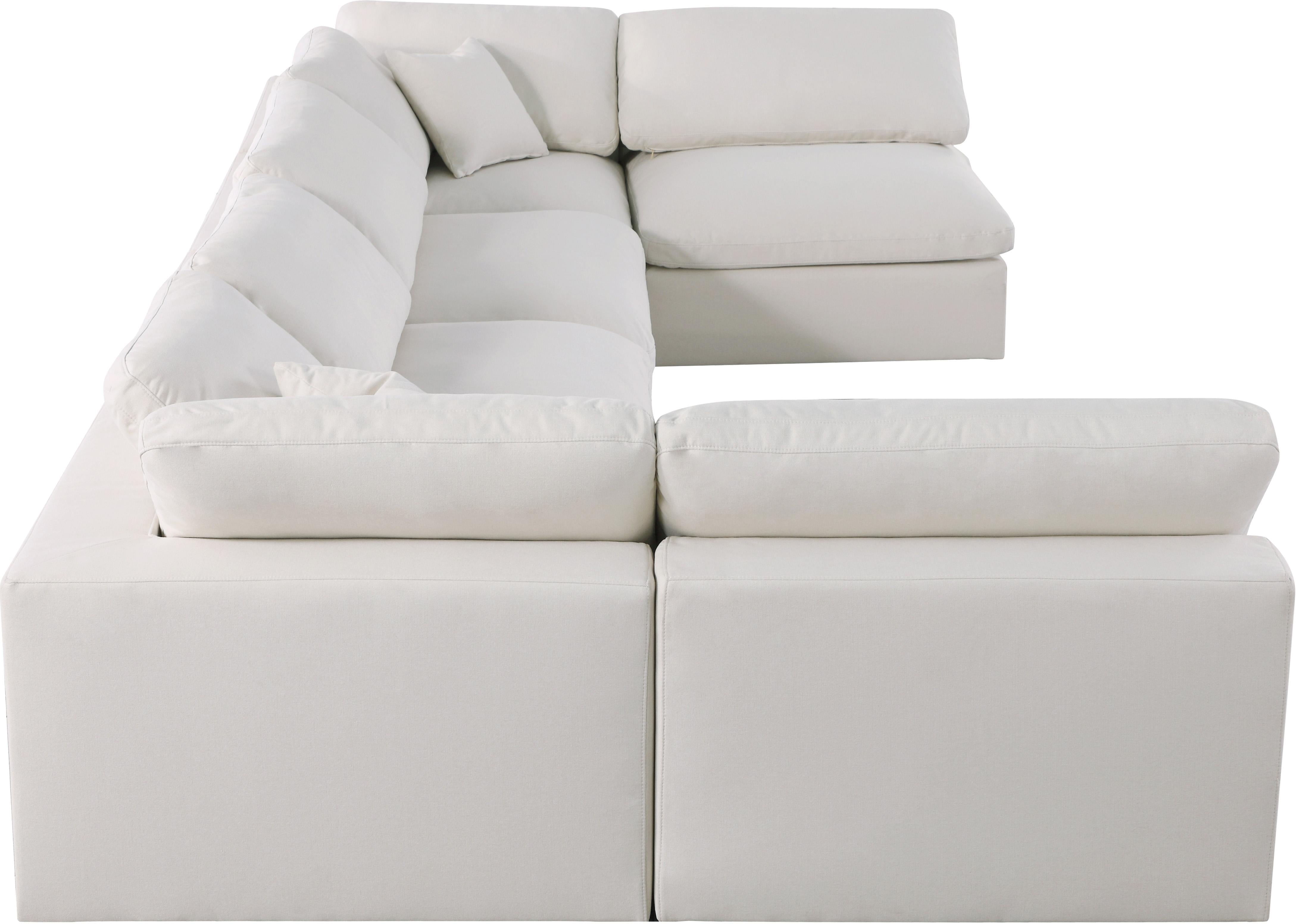 Serene Cream Linen Fabric Deluxe Cloud Modular Sectional - Luxury Home Furniture (MI)